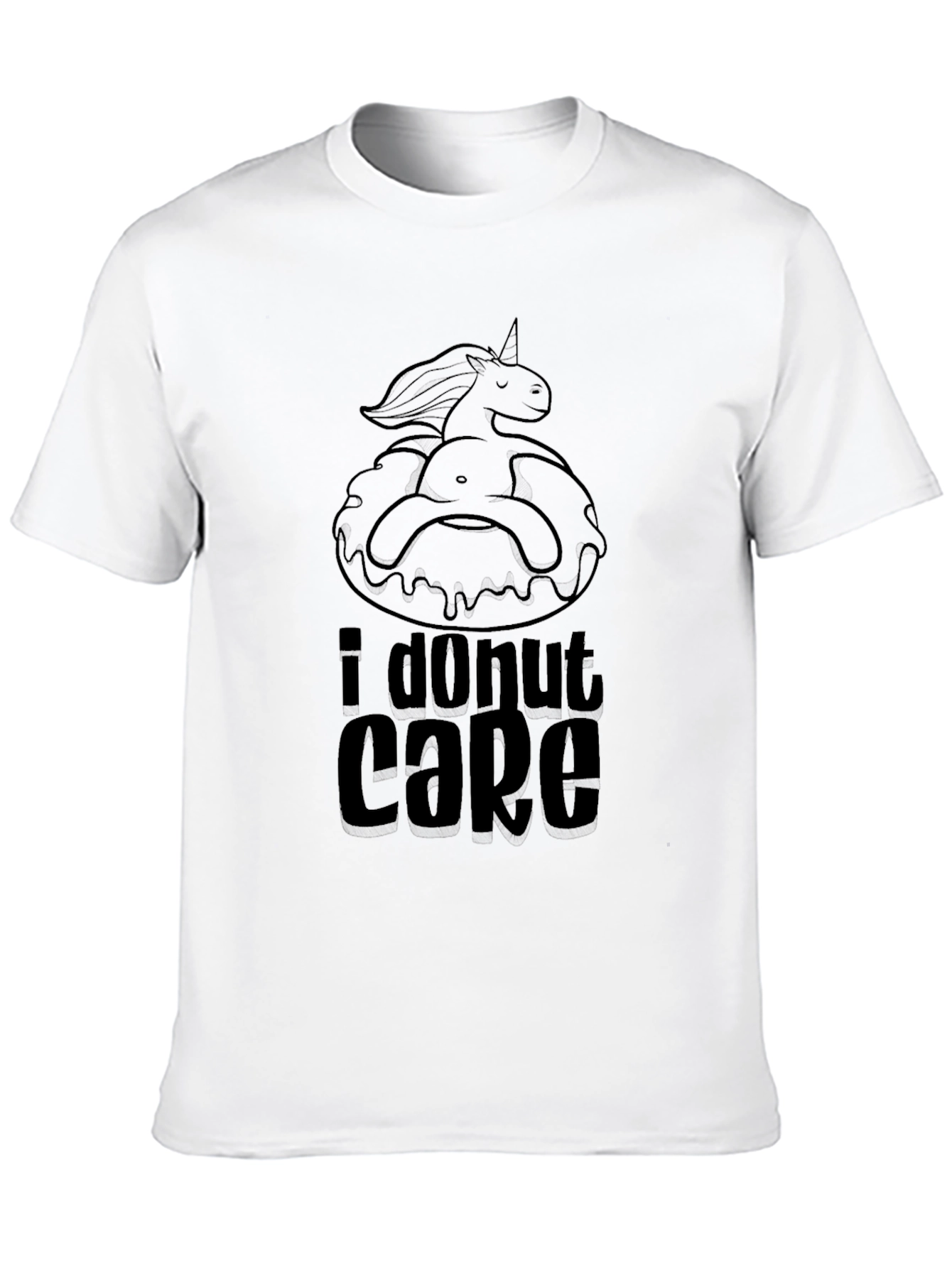 I Donut Care Black T-Shirt Funny Graphic Tee