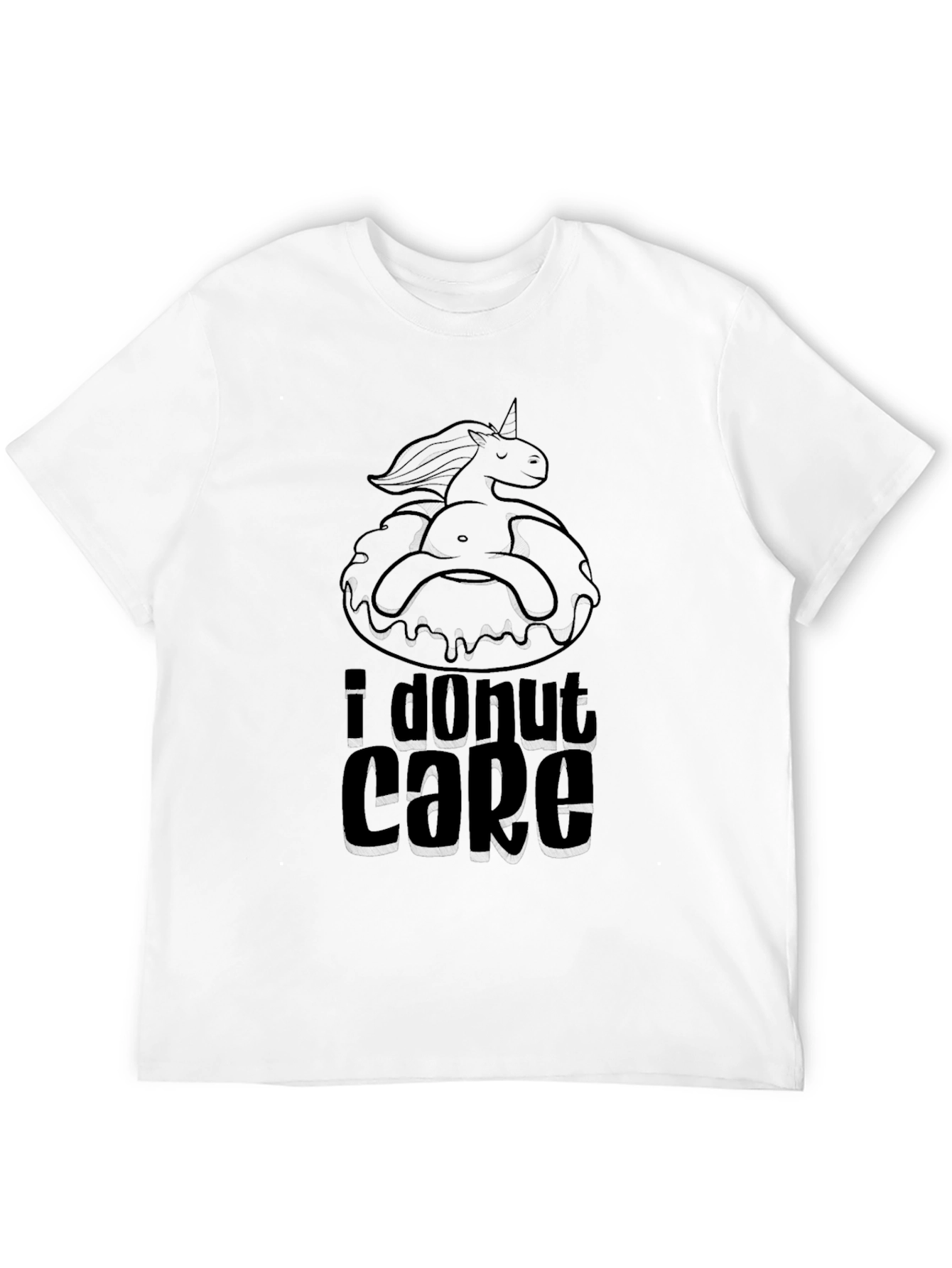 I Donut Care Black T-Shirt Funny Graphic Tee