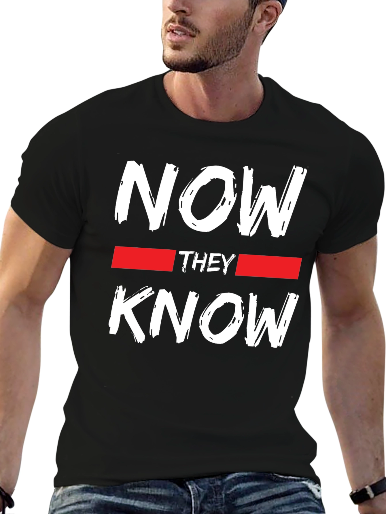 Now They Know Graphic Tee - Black Casual T-Shirt