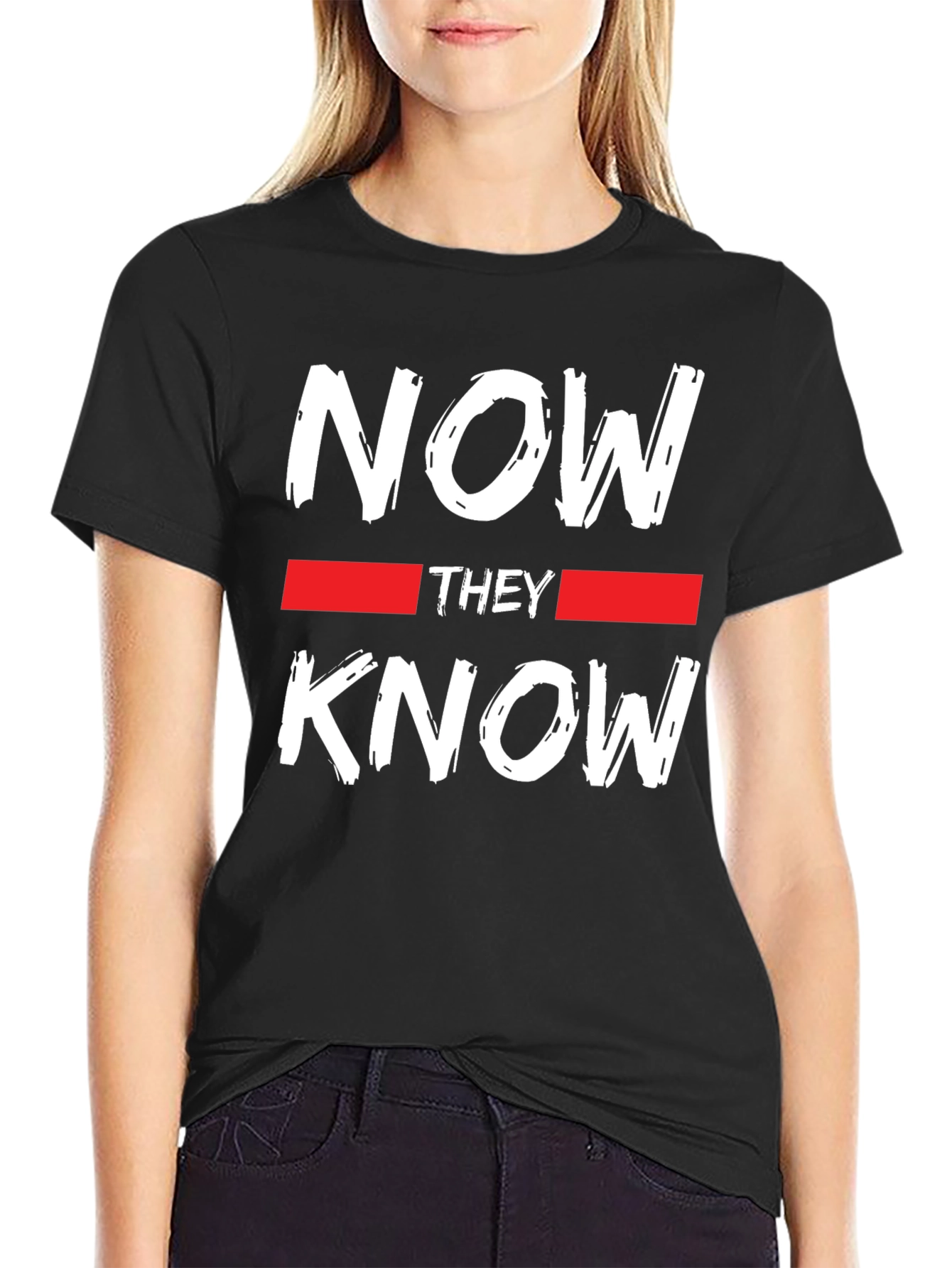 Now They Know Graphic Tee - Black Casual T-Shirt
