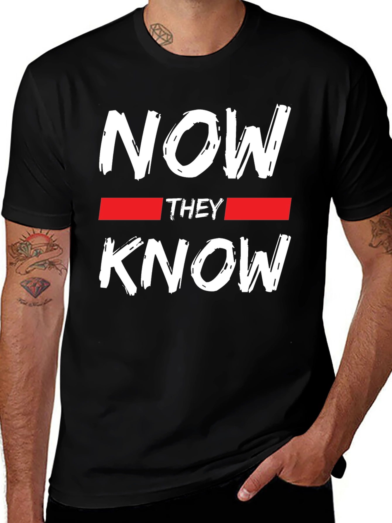Now They Know Graphic Tee - Black Casual T-Shirt