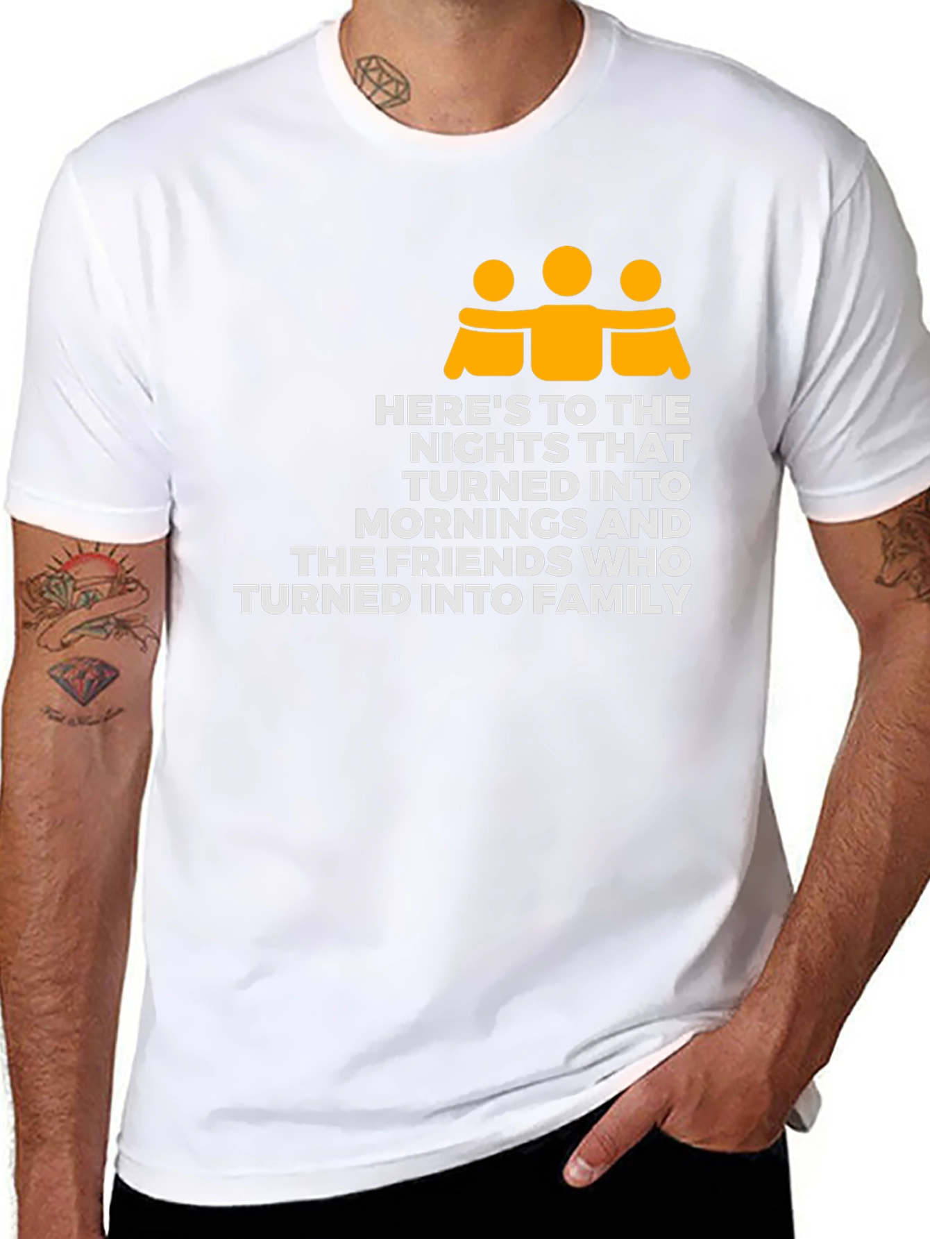 Friends Turned Family T-Shirt - Nights Into Mornings