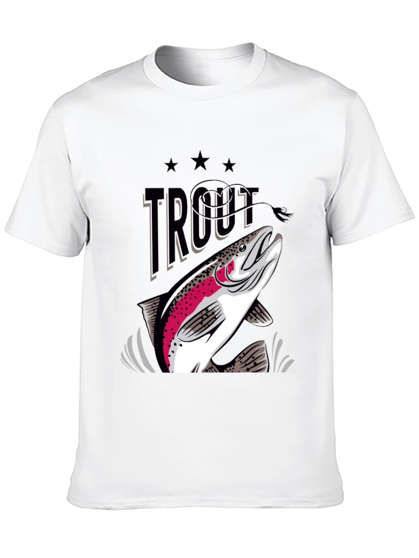 Trout Graphic Print Crew Neck T-Shirt