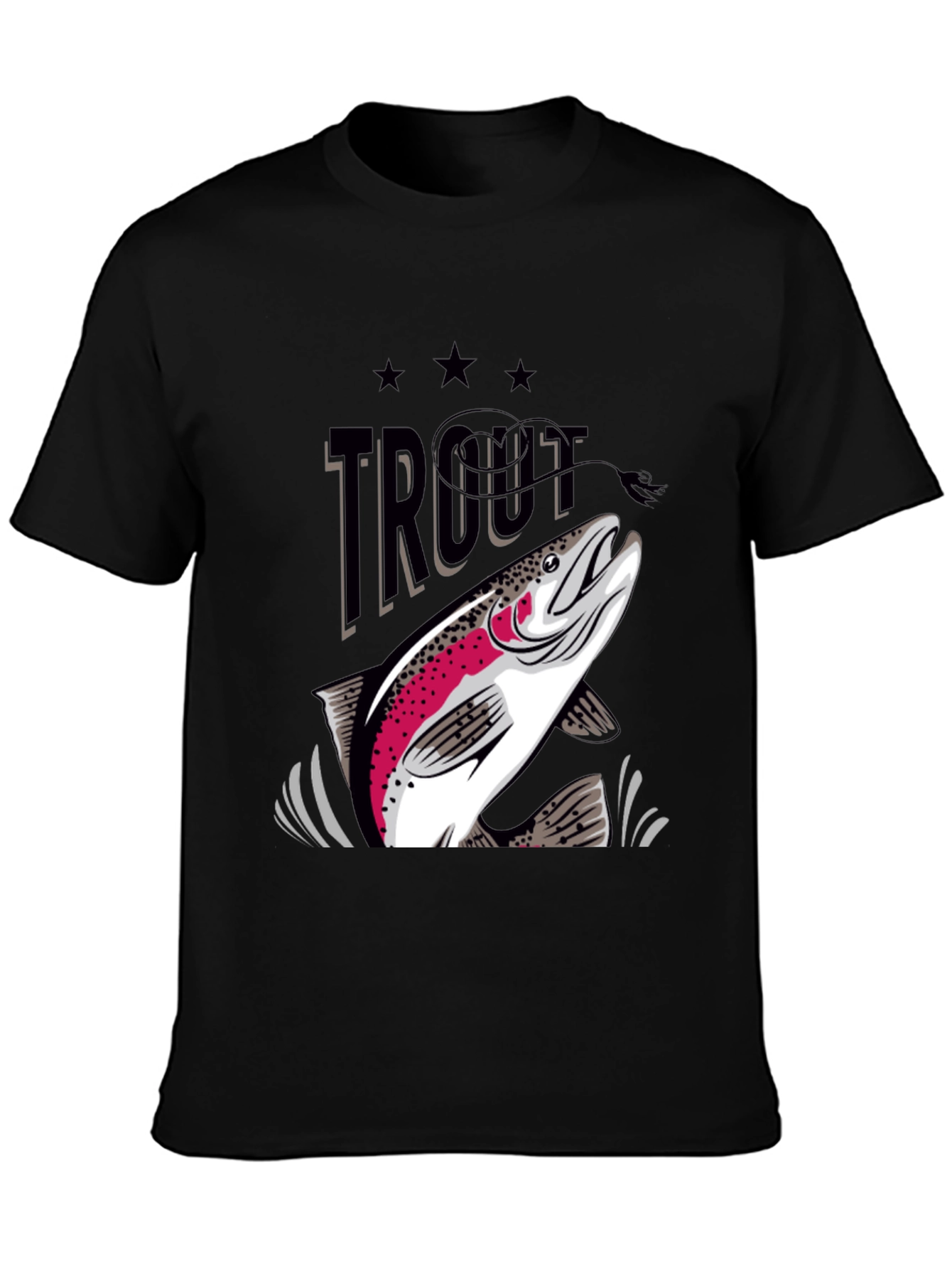 Trout Graphic Print Crew Neck T-Shirt