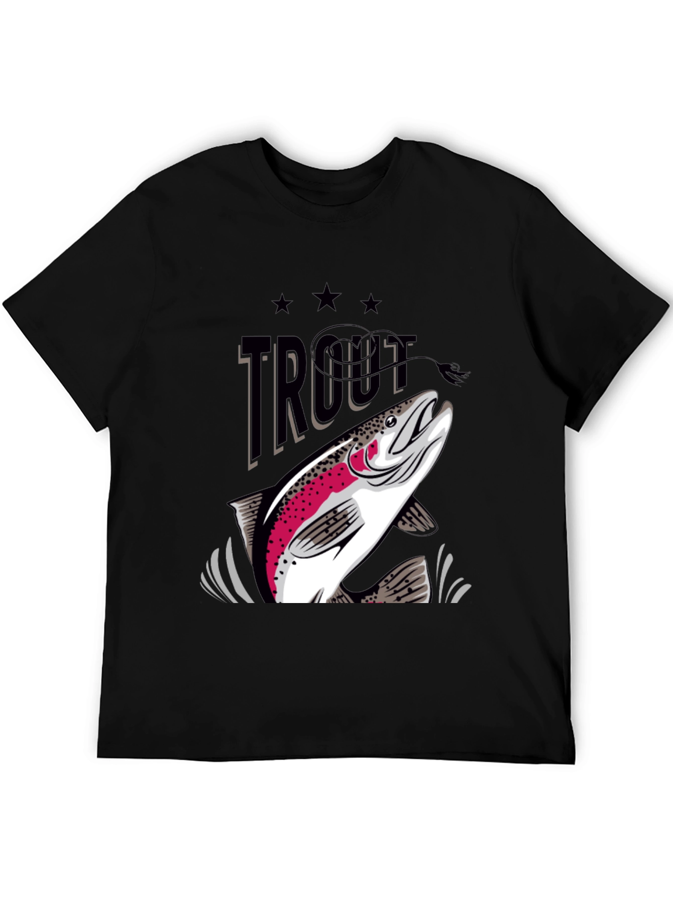 Trout Graphic Print Crew Neck T-Shirt
