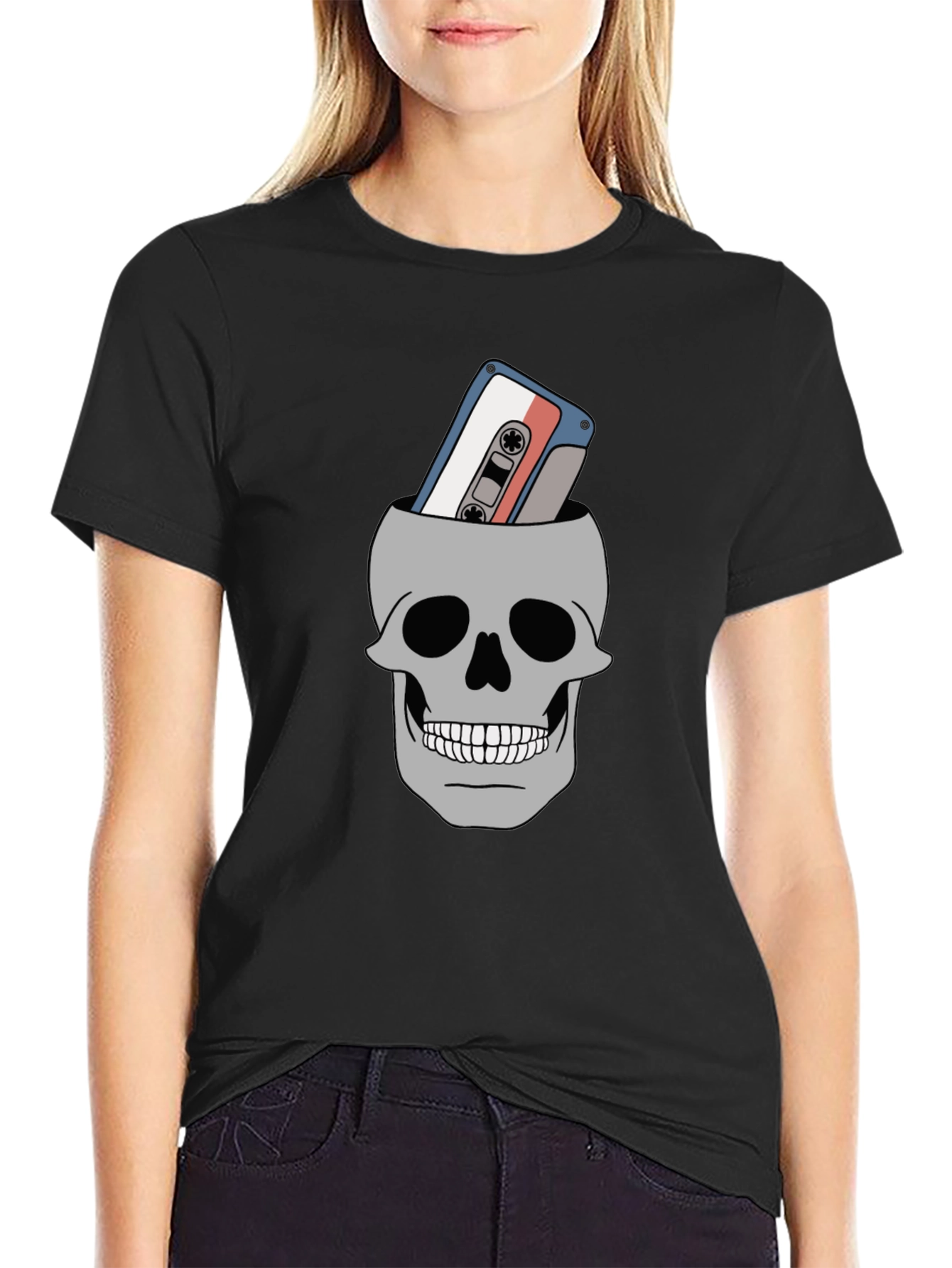 Skull Cassette Tape Graphic Tee