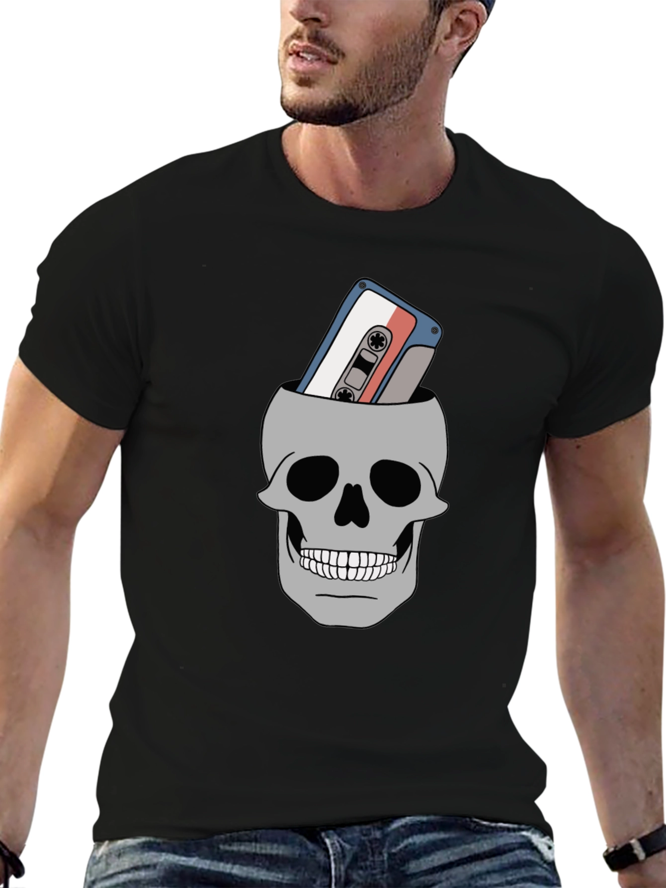 Skull Cassette Tape Graphic Tee
