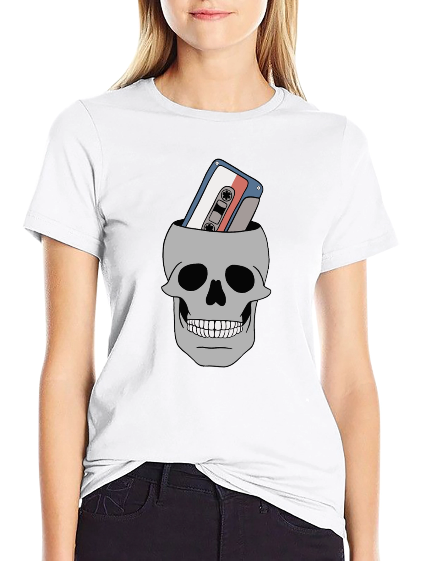 Skull Cassette Tape Graphic Tee