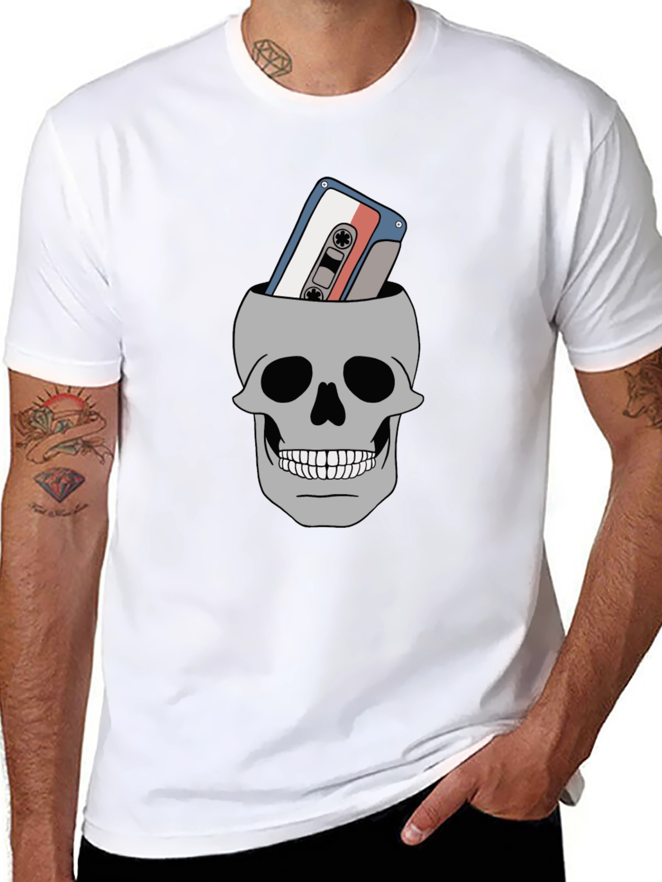 Skull Cassette Tape Graphic Tee