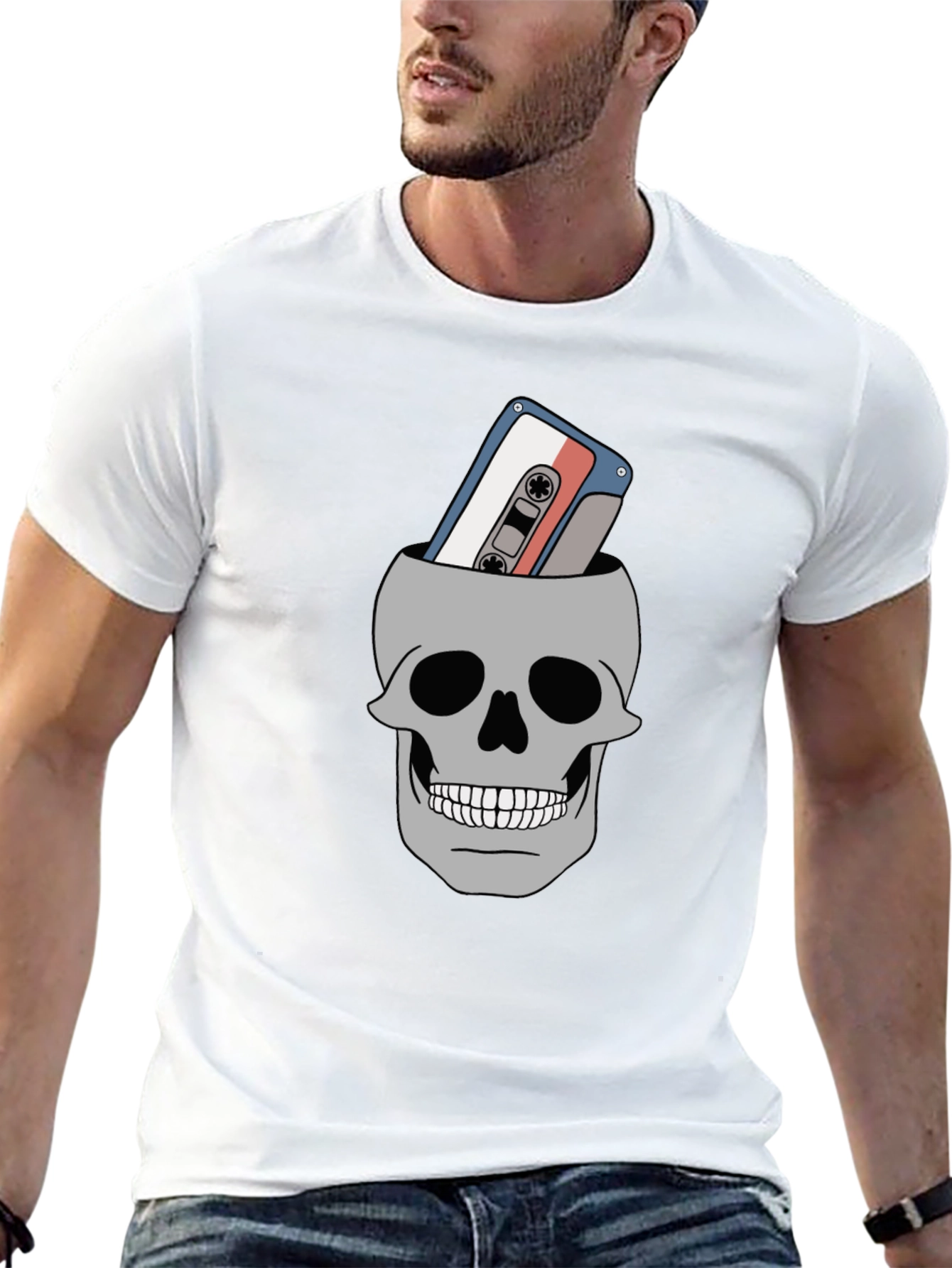 Skull Cassette Tape Graphic Tee