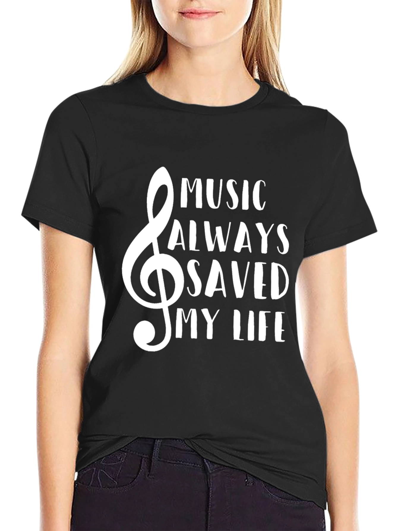Music Saved My Life Tee - Black Crewneck T-Shirt