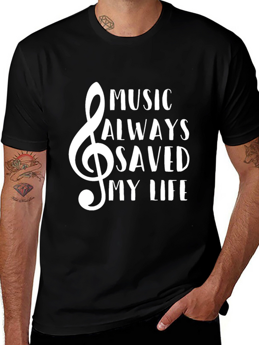 Music Saved My Life Tee - Black Crewneck T-Shirt