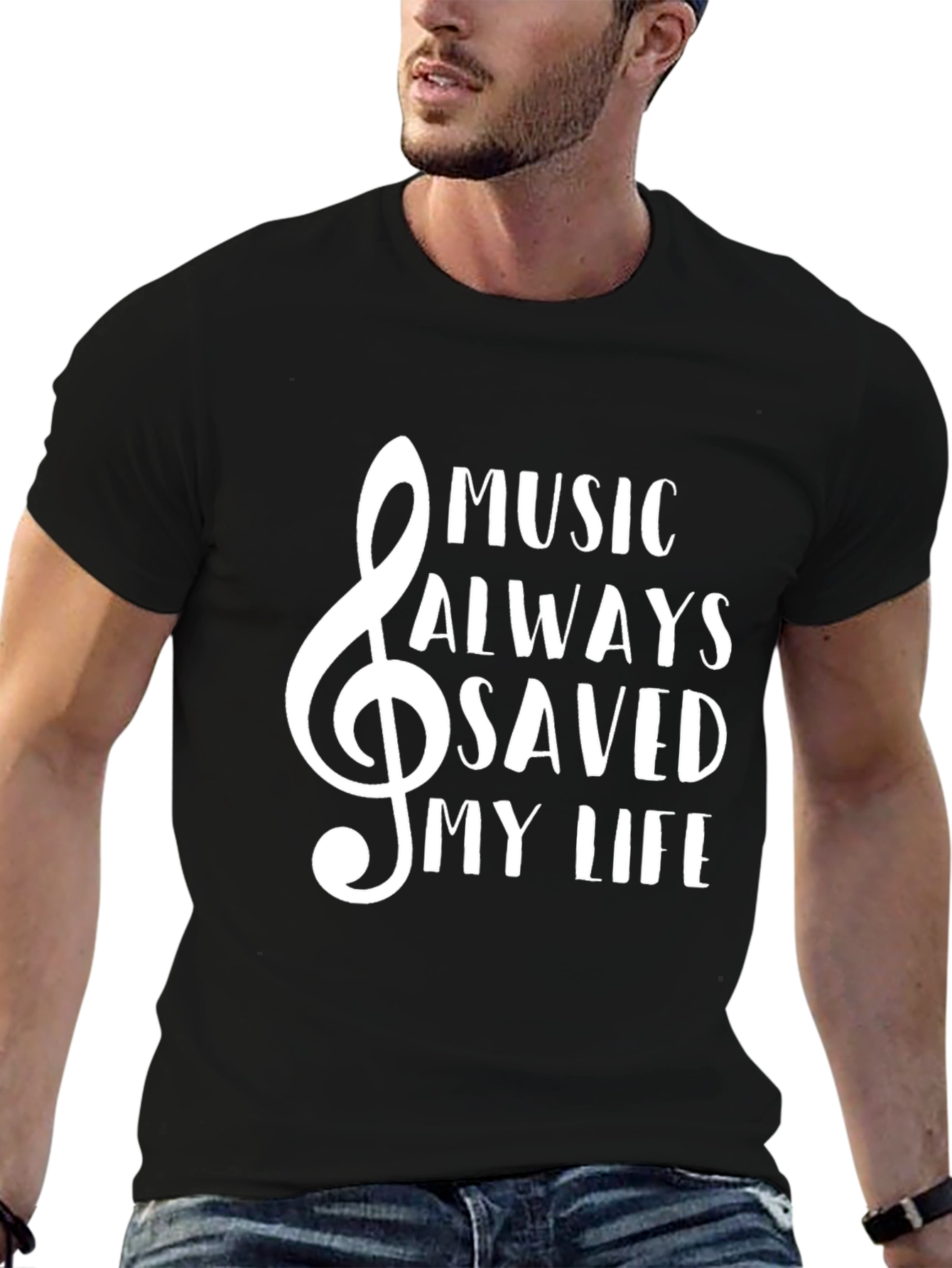 Music Saved My Life Tee - Black Crewneck T-Shirt