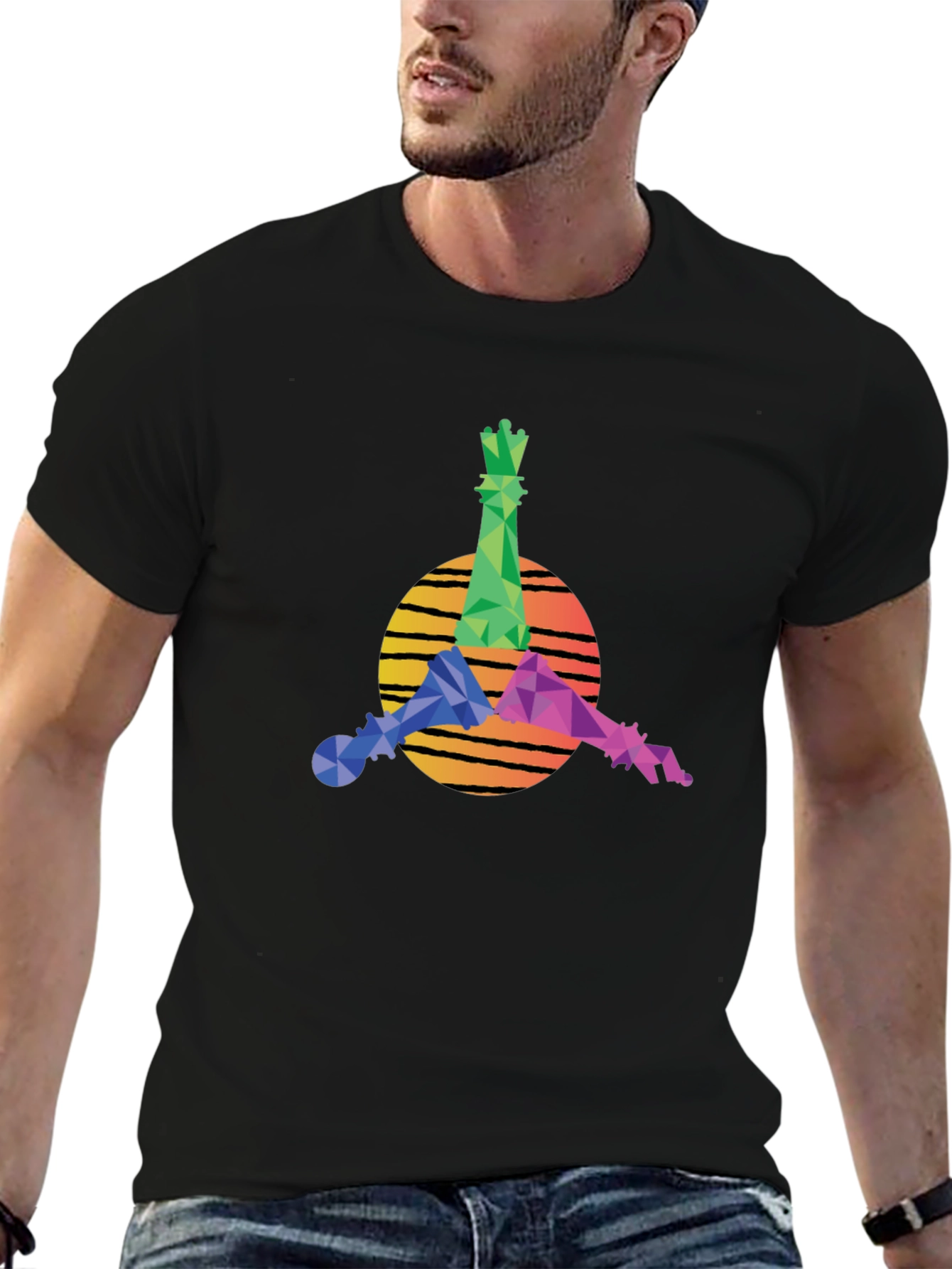 Geometric Chess Kings Graphic Tee - Stylish Casual Wear