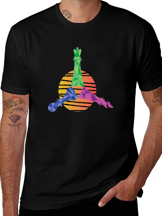 Geometric Chess Kings Graphic Tee - Stylish Casual Wear