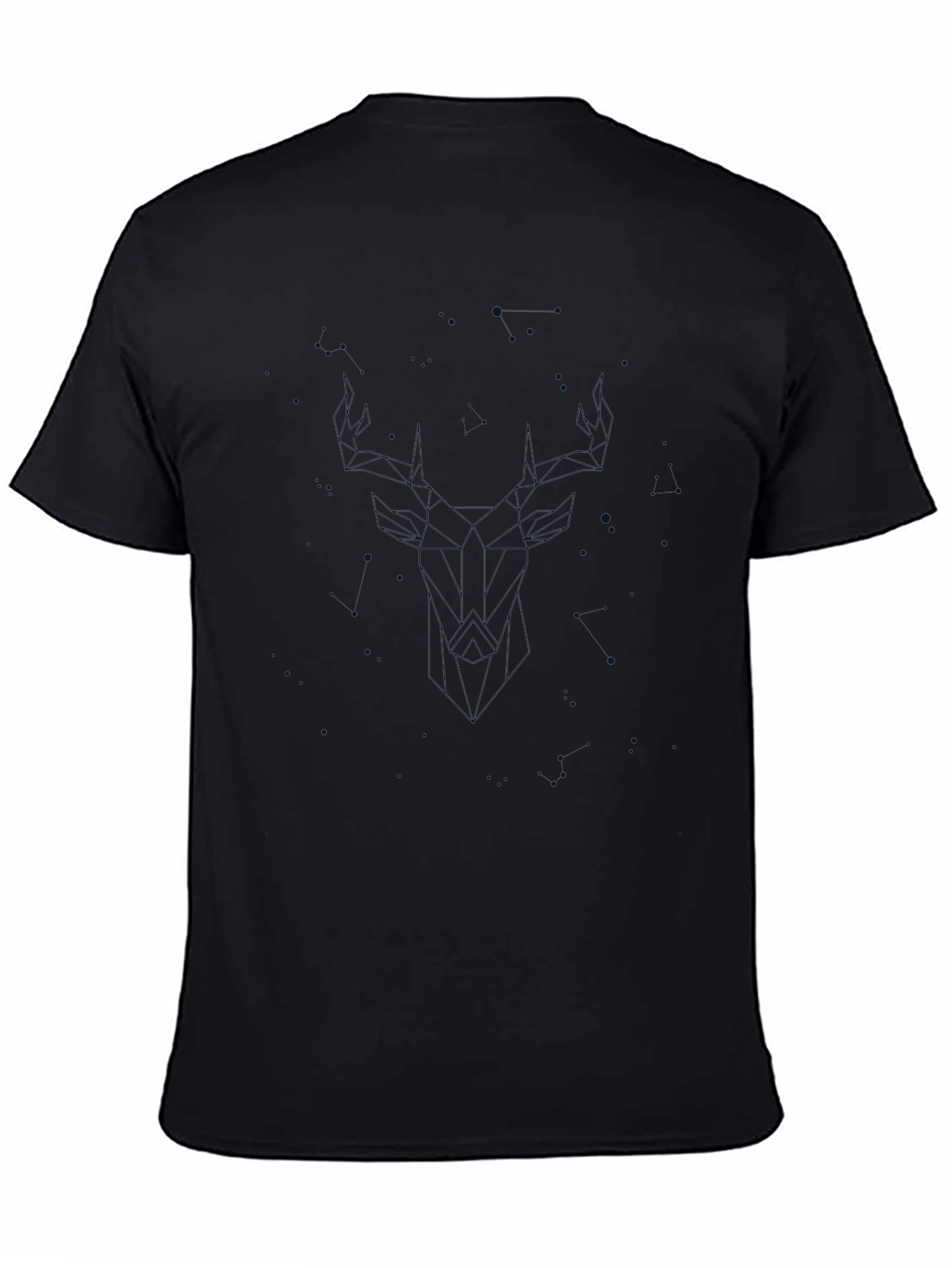 Geometric Deer Graphic Tee - Modern Black T-Shirt