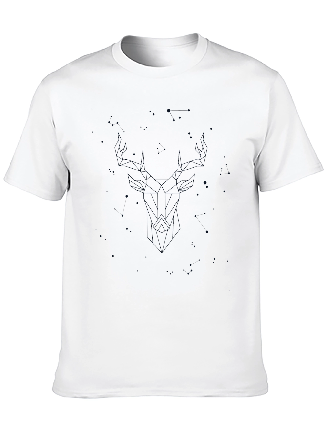 Geometric Deer Graphic Tee - Modern Black T-Shirt