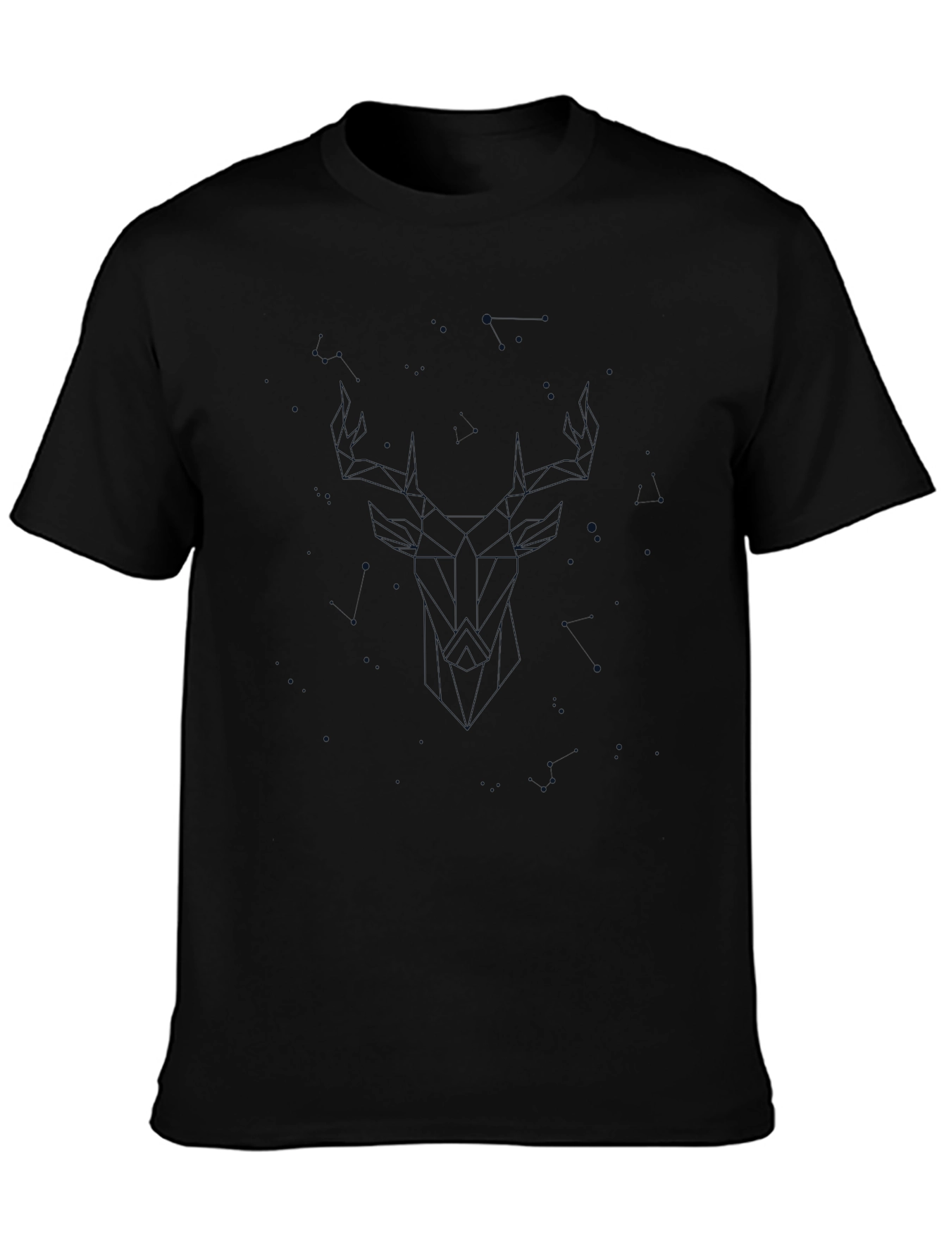 Geometric Deer Graphic Tee - Modern Black T-Shirt