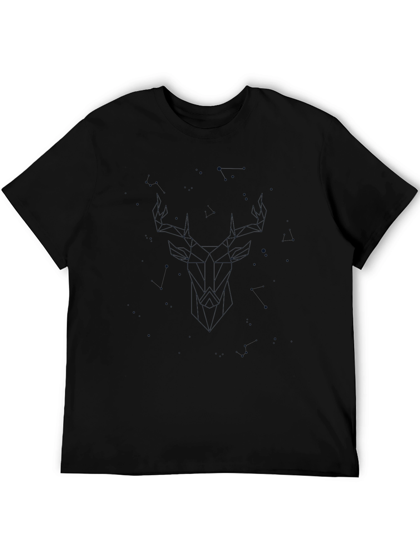 Geometric Deer Graphic Tee - Modern Black T-Shirt