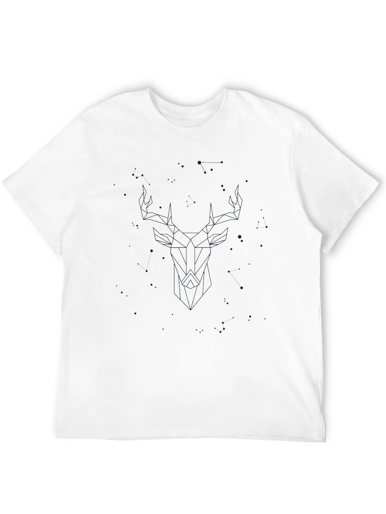 Geometric Deer Graphic Tee - Modern Black T-Shirt