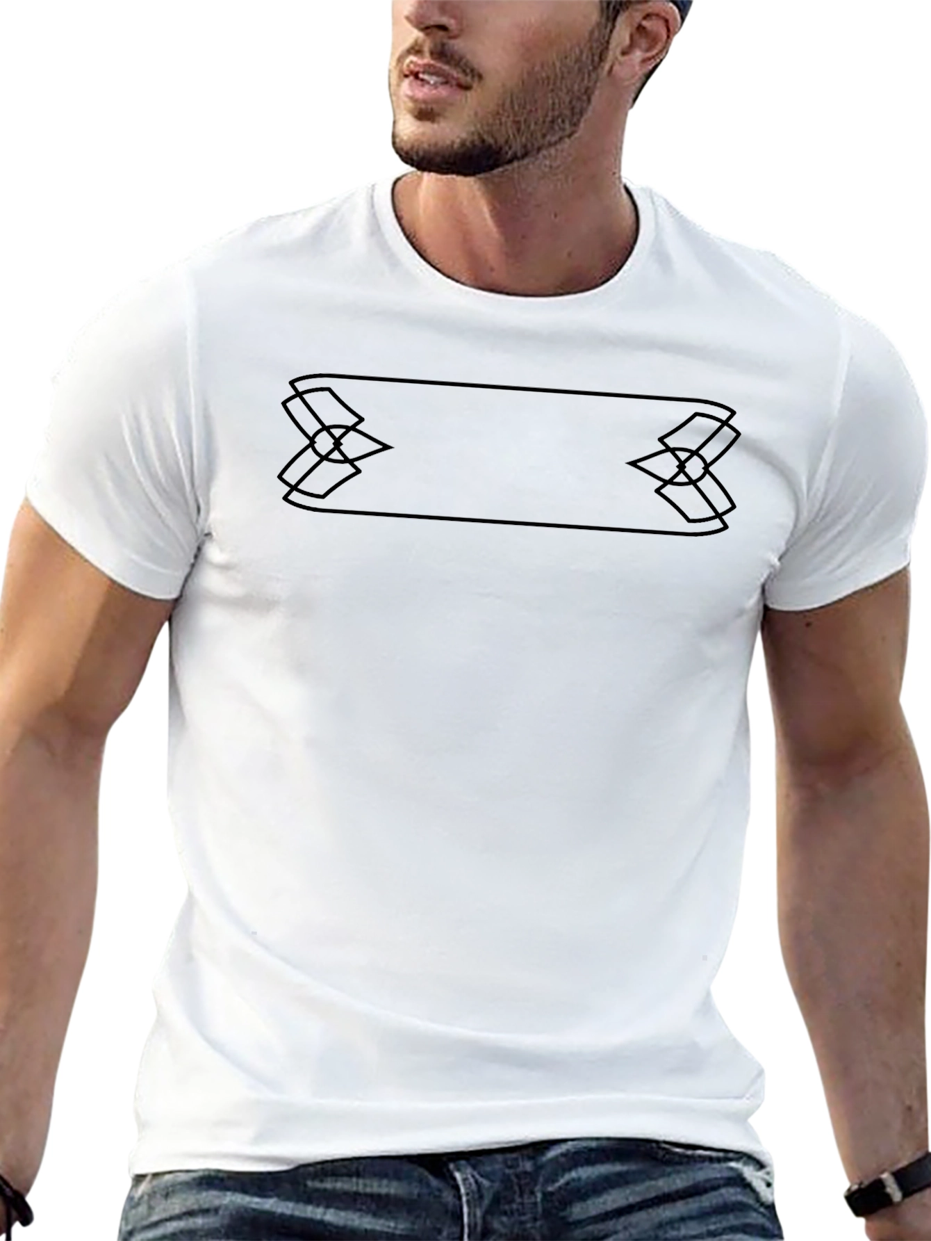 Modern Black Graphic Tee - Geometric Design