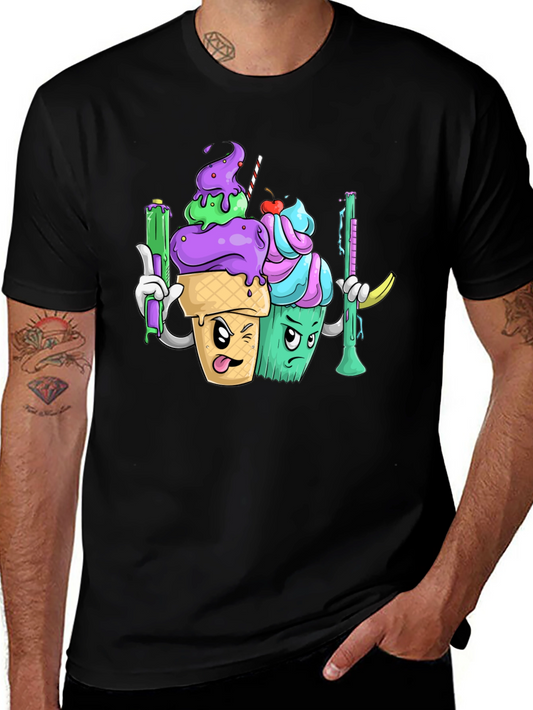 Cartoon Ice Cream Cone Graphic T-Shirt