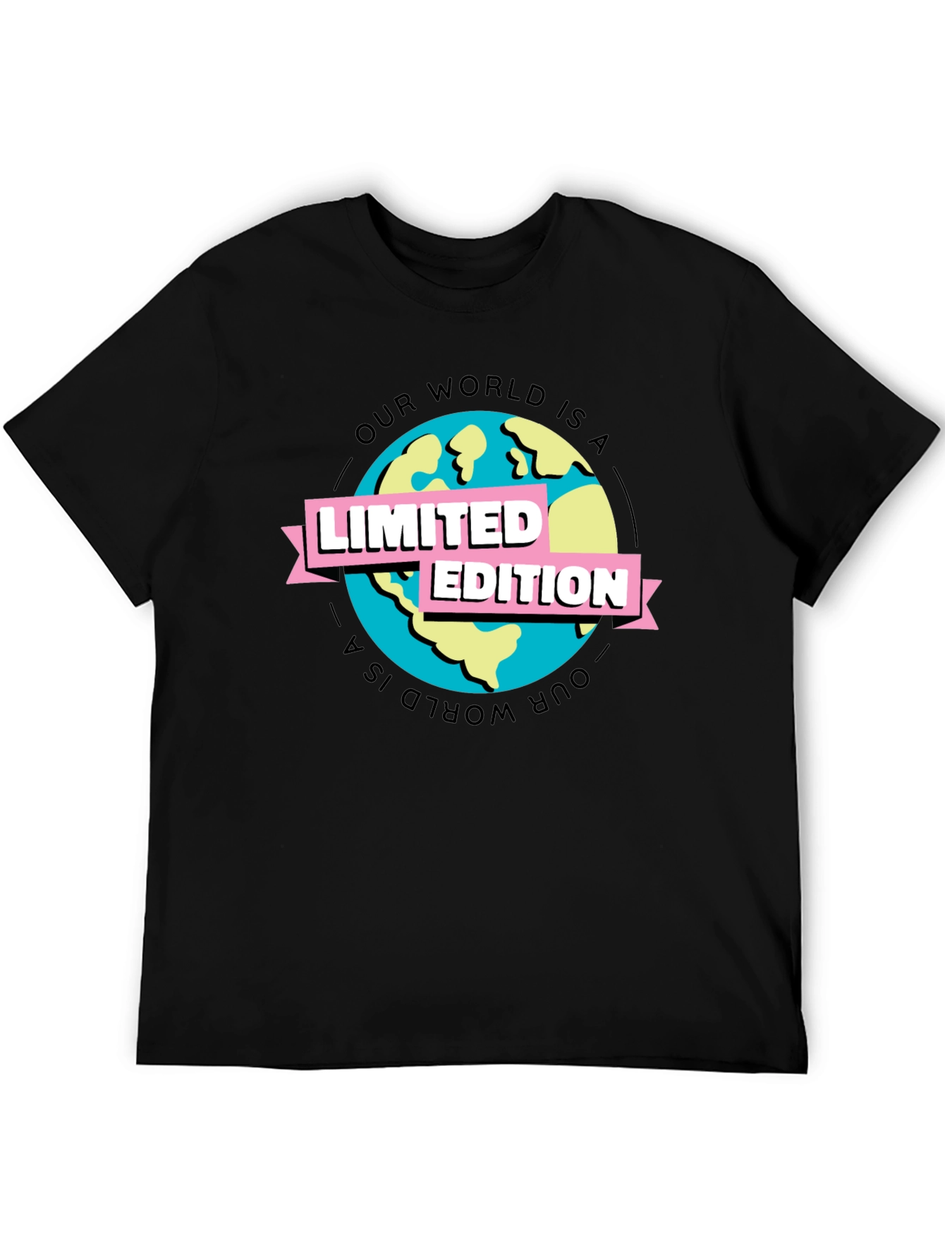 Limited Edition Earth Graphic Tee - Black Cotton T-Shirt
