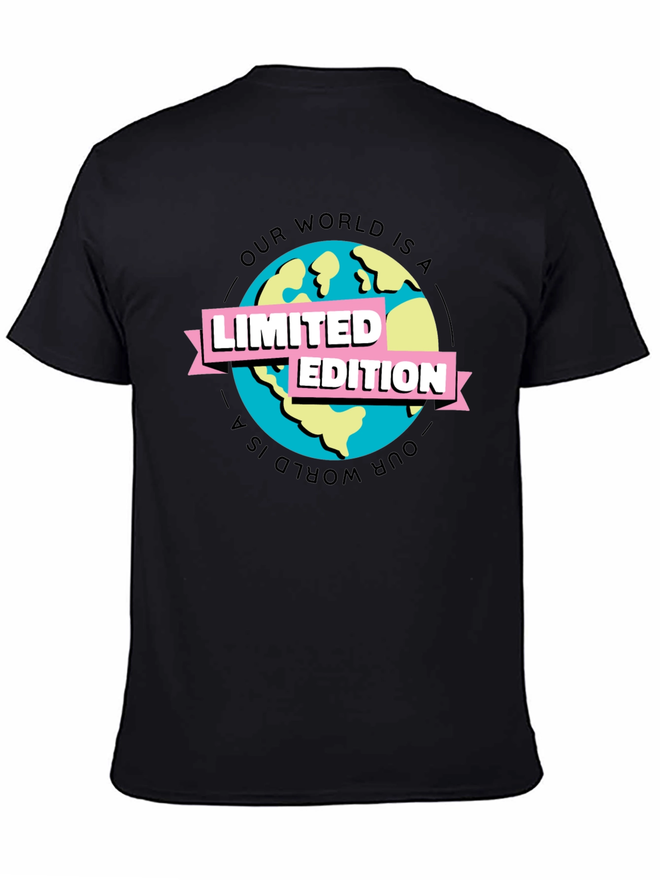 Limited Edition Earth Graphic Tee - Black Cotton T-Shirt