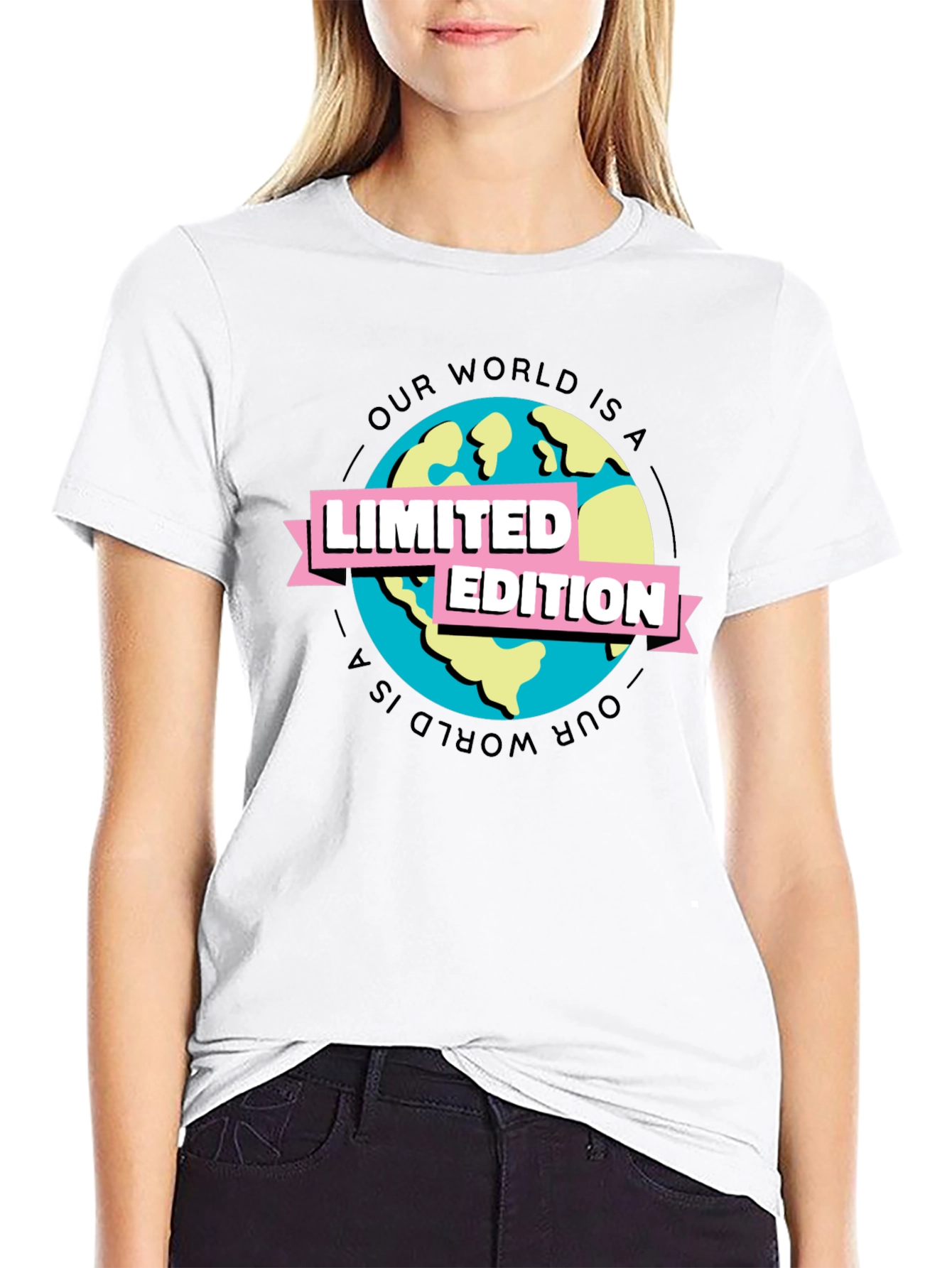 Limited Edition Earth Graphic Tee - Black Cotton T-Shirt