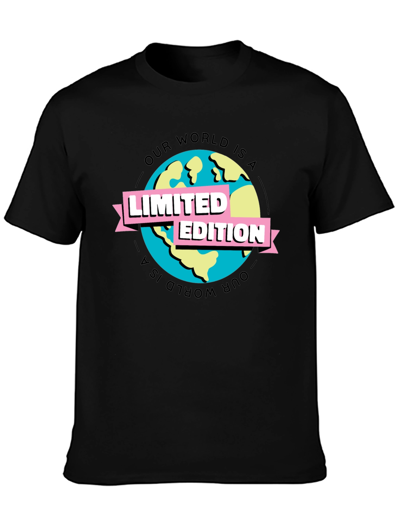 Limited Edition Earth Graphic Tee - Black Cotton T-Shirt
