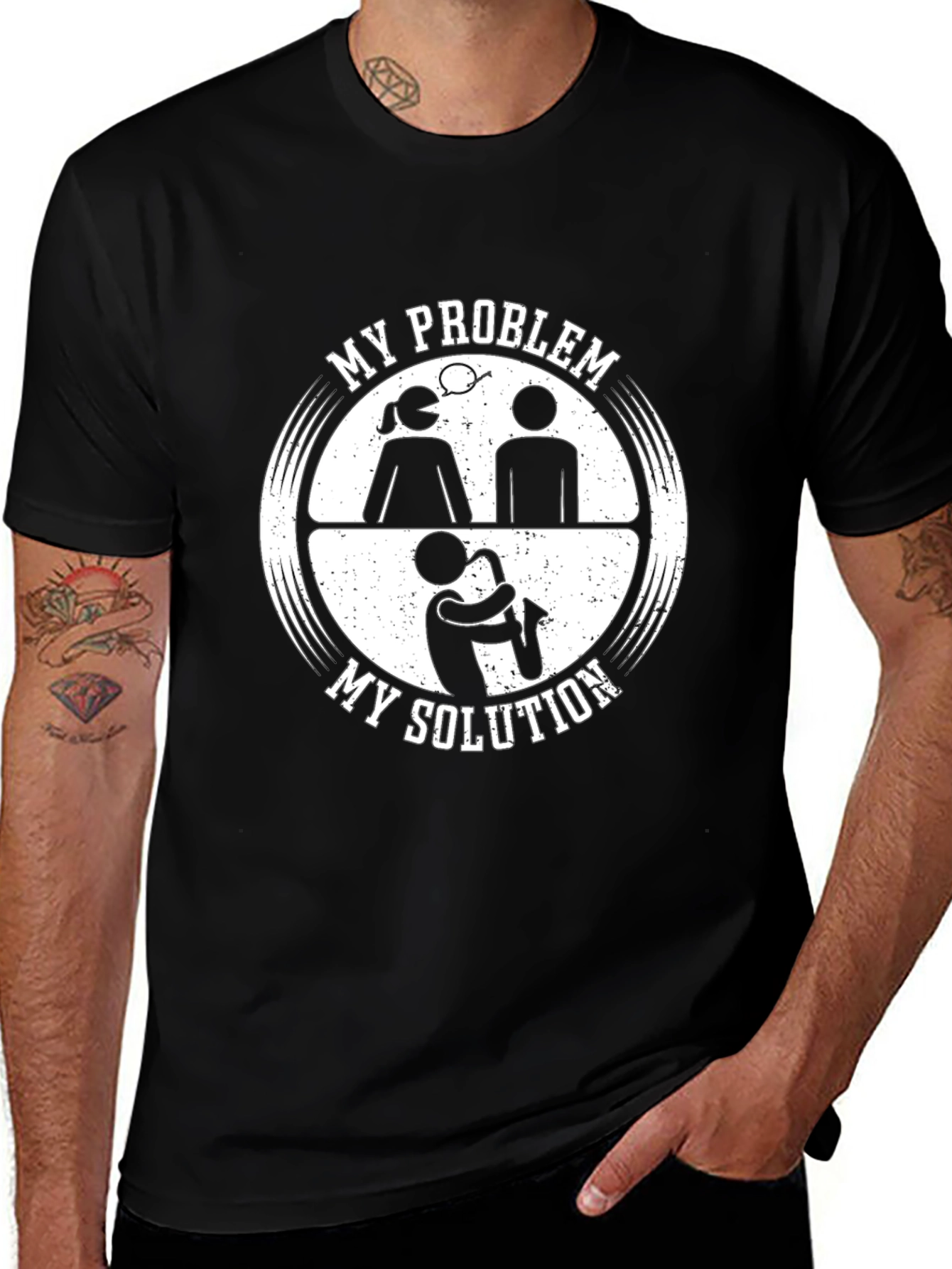 My Problem My Solution Saxophone Black T-Shirt