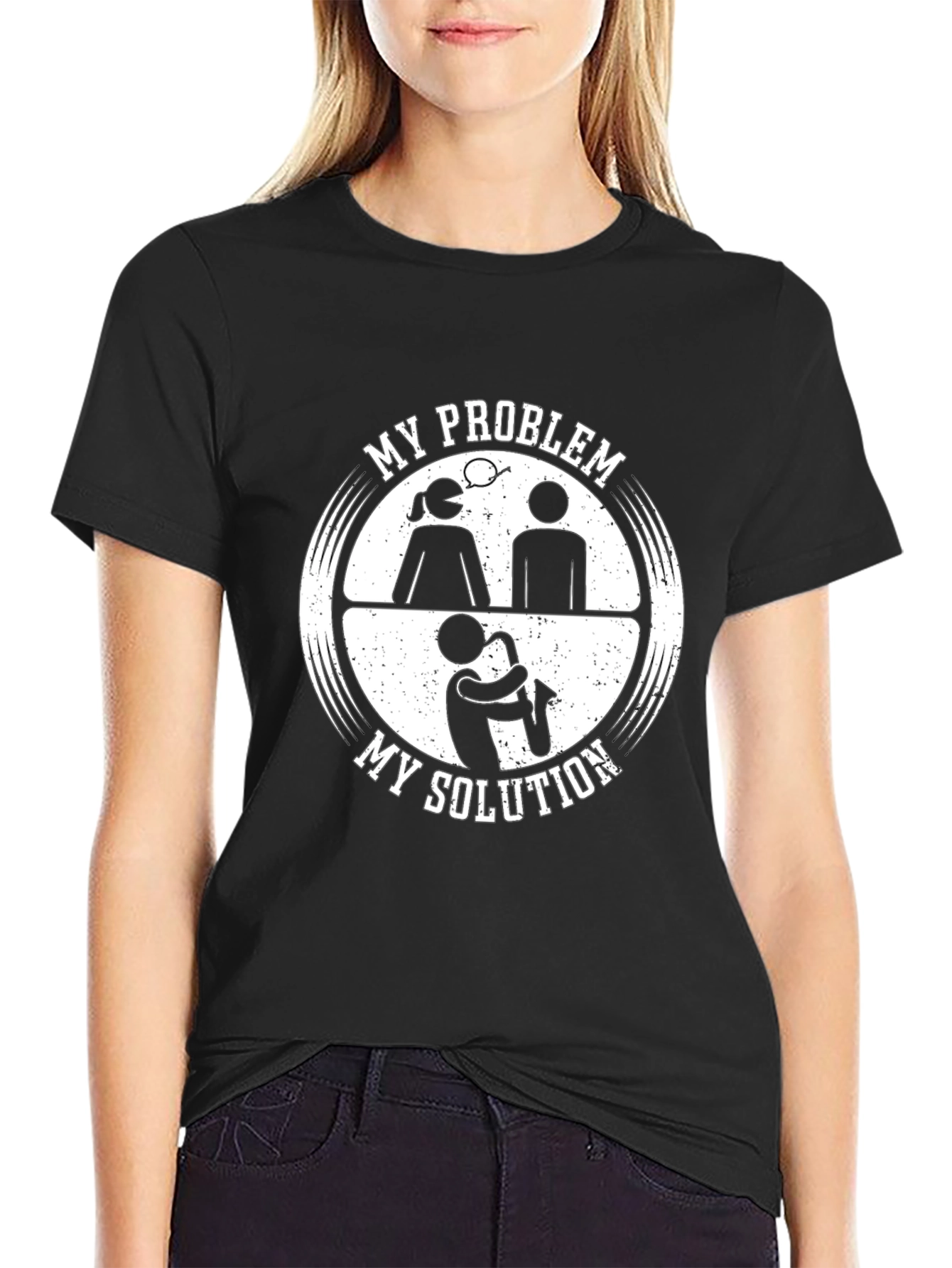 My Problem My Solution Saxophone Black T-Shirt