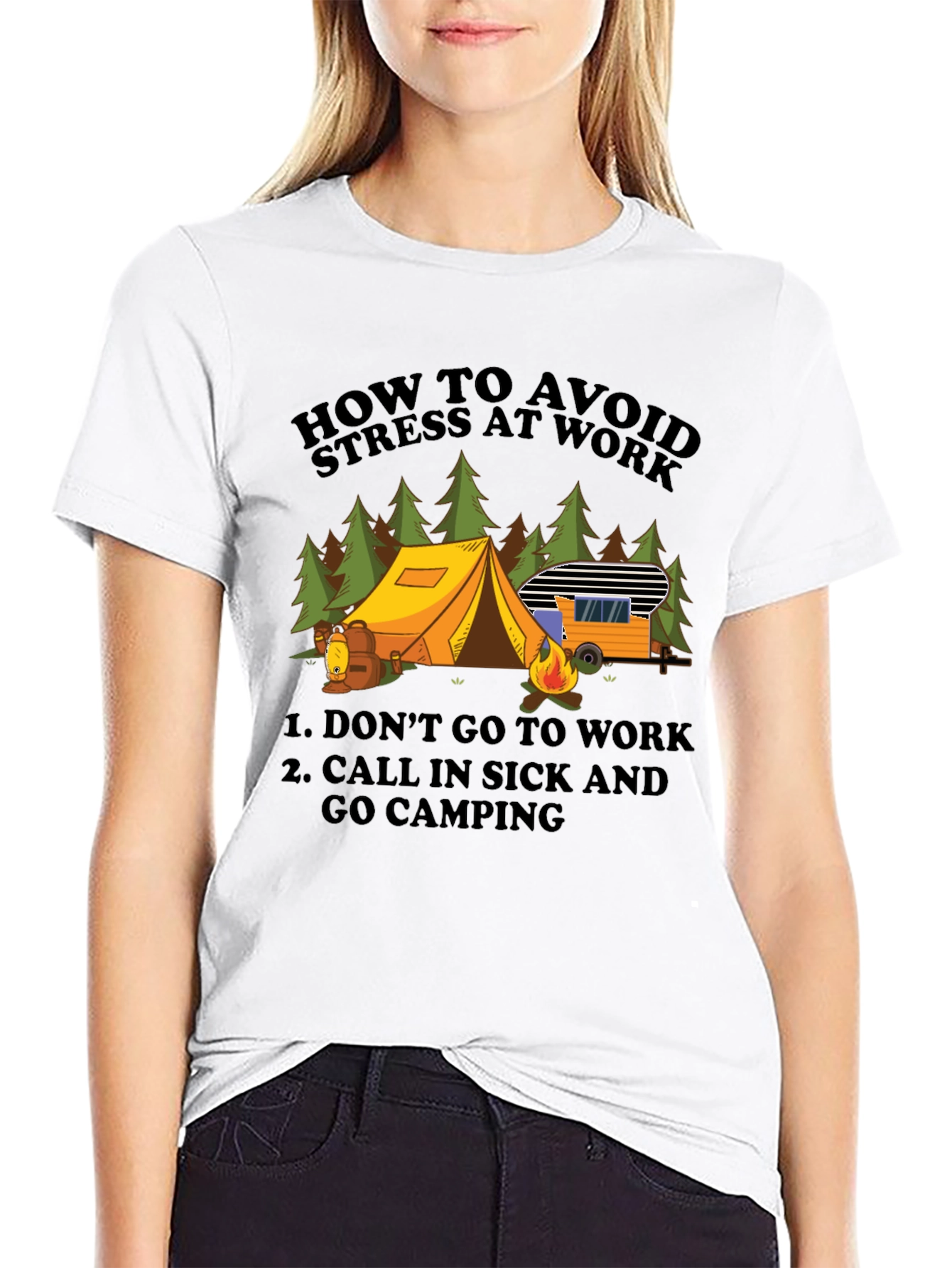 Avoid Stress Camping T-Shirt - Funny Vacation Tee