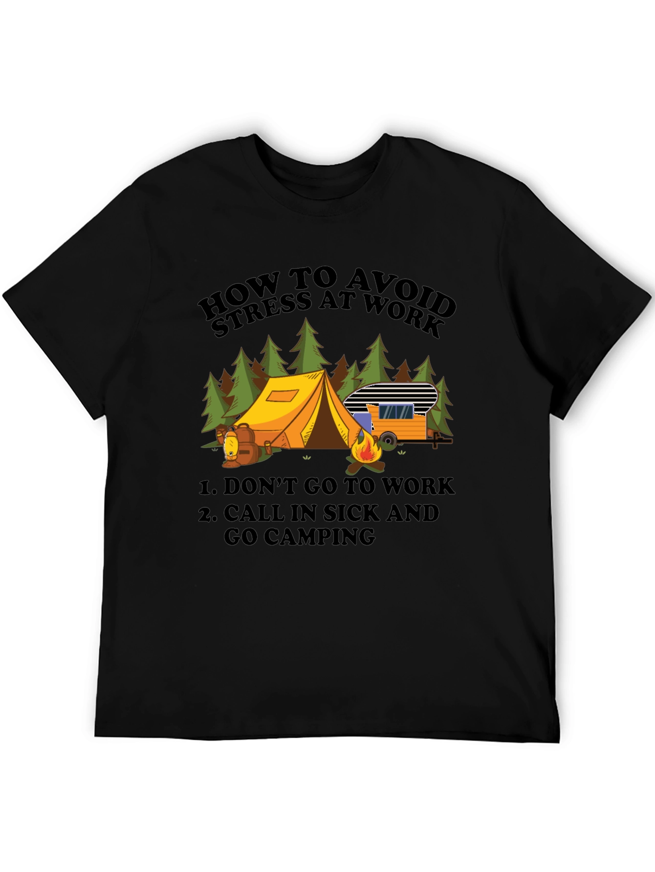 Avoid Stress Camping T-Shirt - Funny Vacation Tee