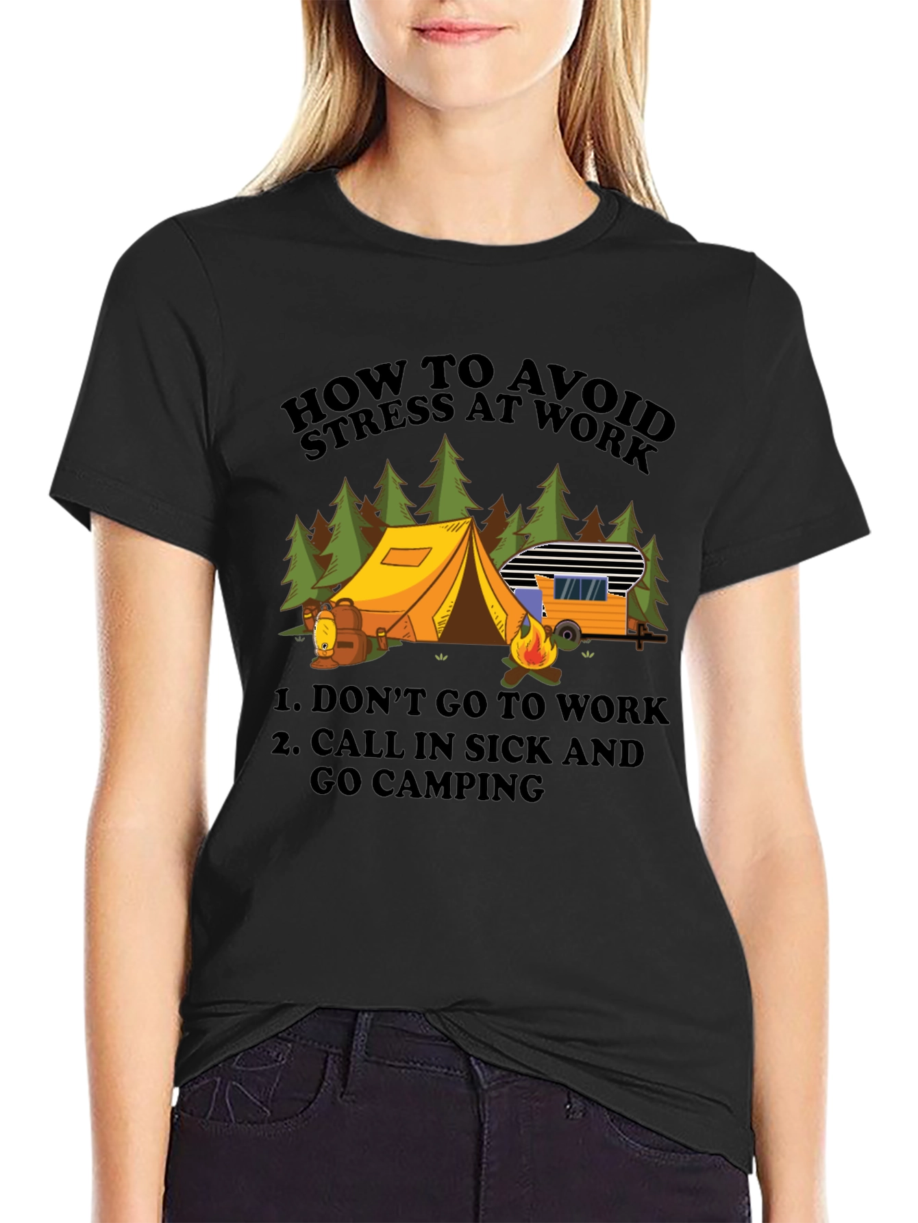 Avoid Stress Camping T-Shirt - Funny Vacation Tee