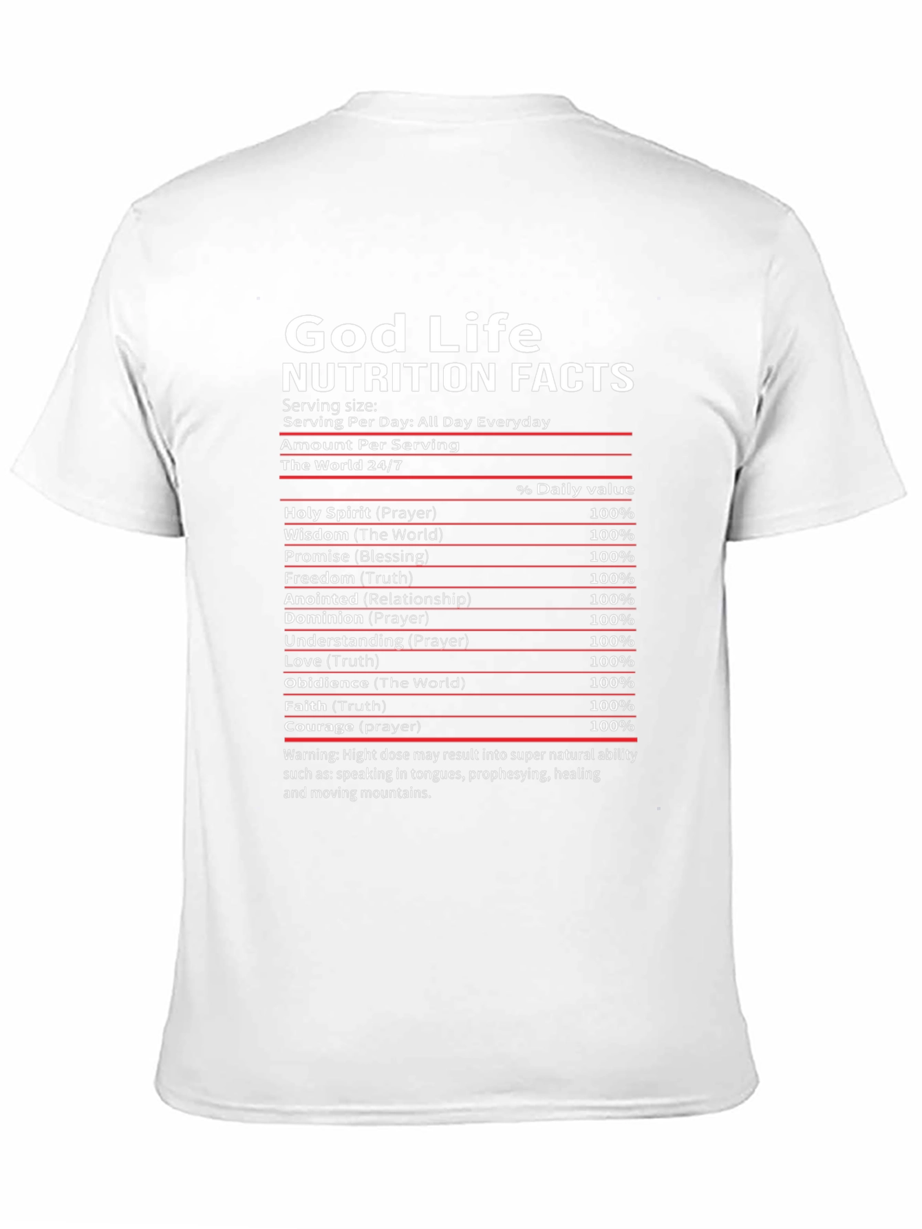 God Life Nutrition Facts Black T-Shirt