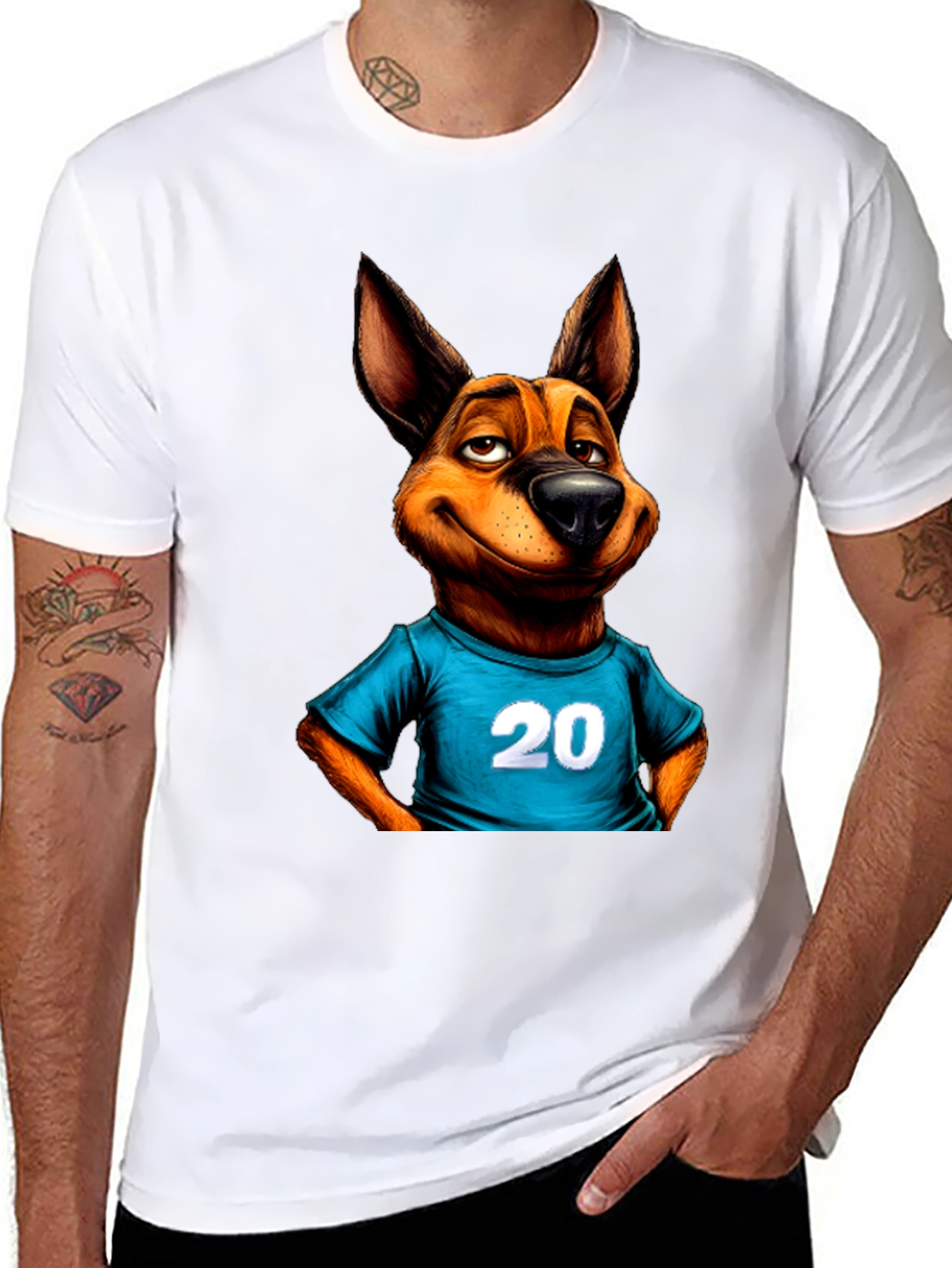 Cartoon Dog Graphic Tee - Number 20