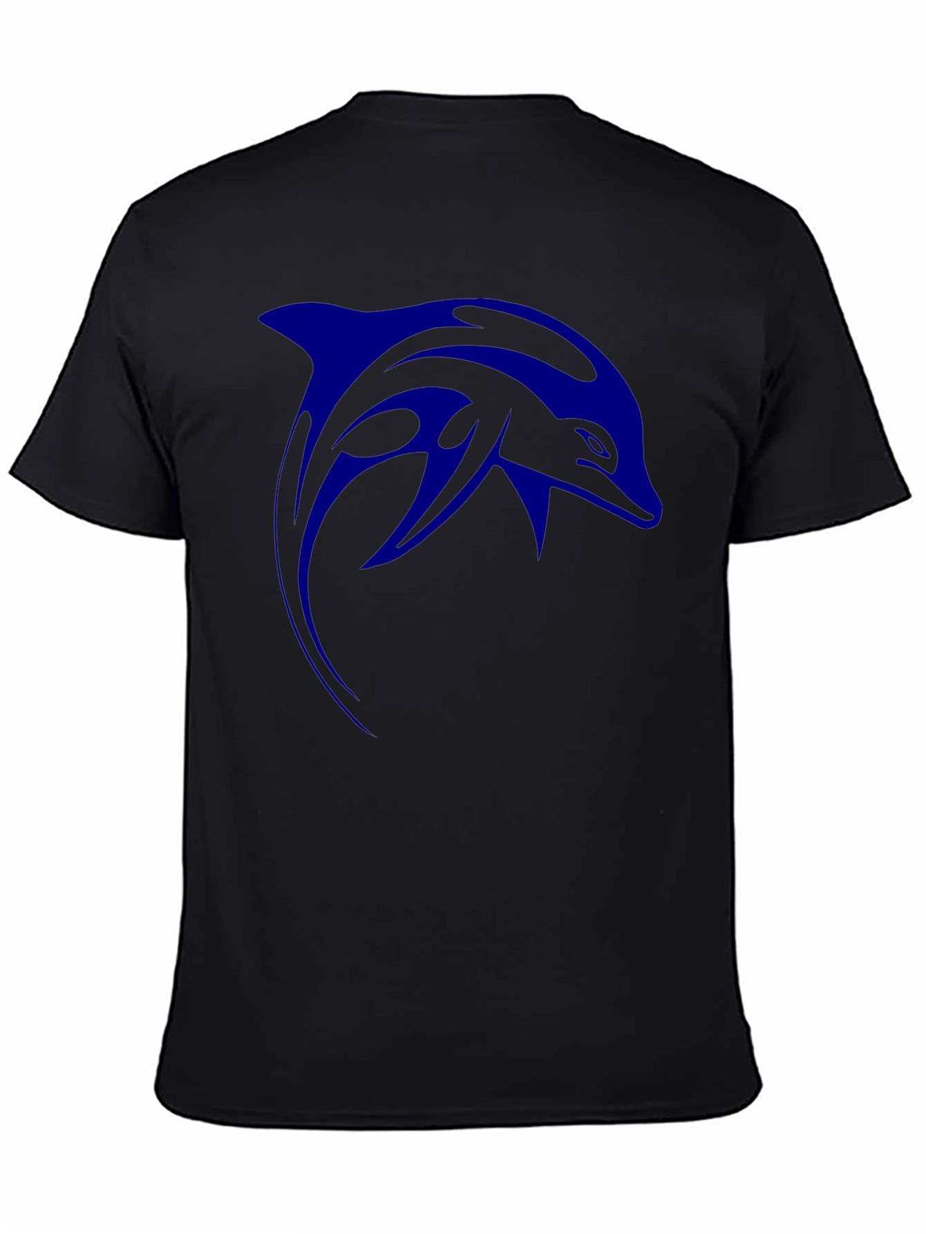 Blue Dolphin Graphic Print Black T-Shirt