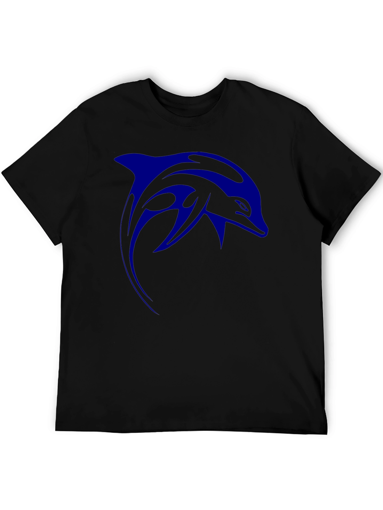 Blue Dolphin Graphic Print Black T-Shirt