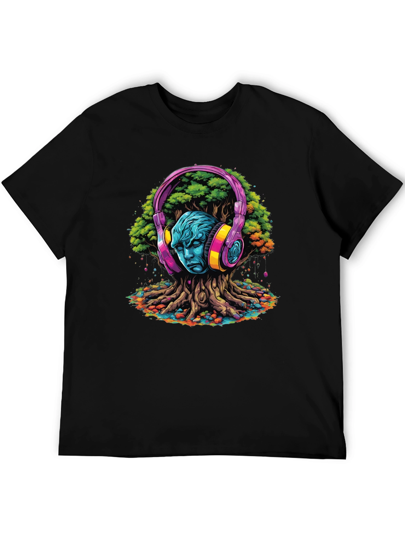 Headphones Tree Graphic T-Shirt