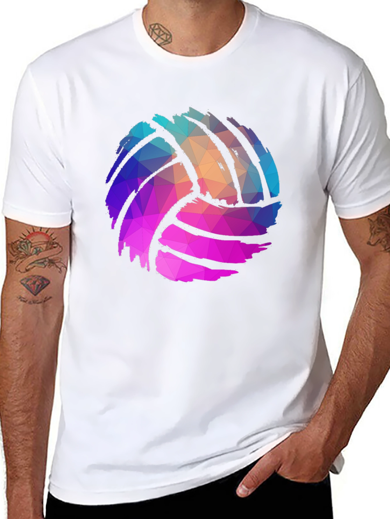 Geometric Volleyball Graphic Tee - Mens Black T-Shirt