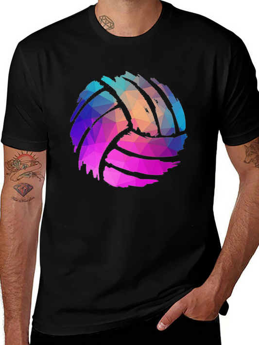 Geometric Volleyball Graphic Tee - Mens Black T-Shirt
