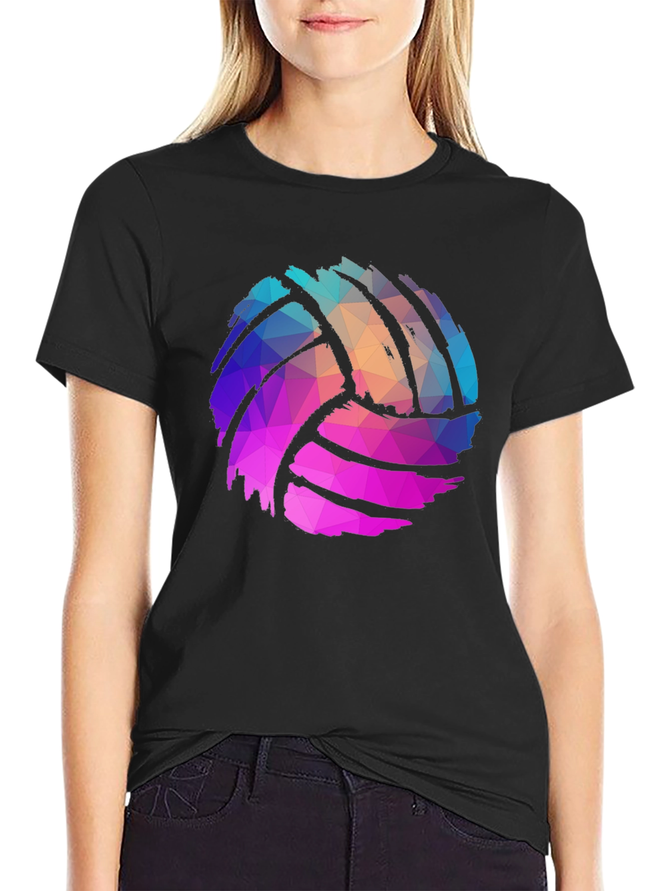 Geometric Volleyball Graphic Tee - Mens Black T-Shirt