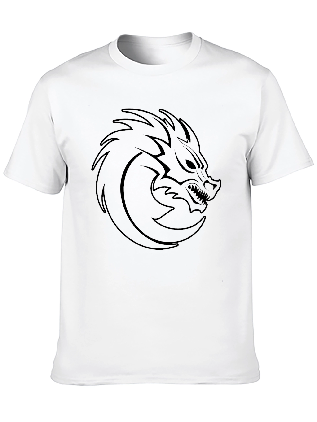Mens Black T-Shirt with Dragon Head Graphic