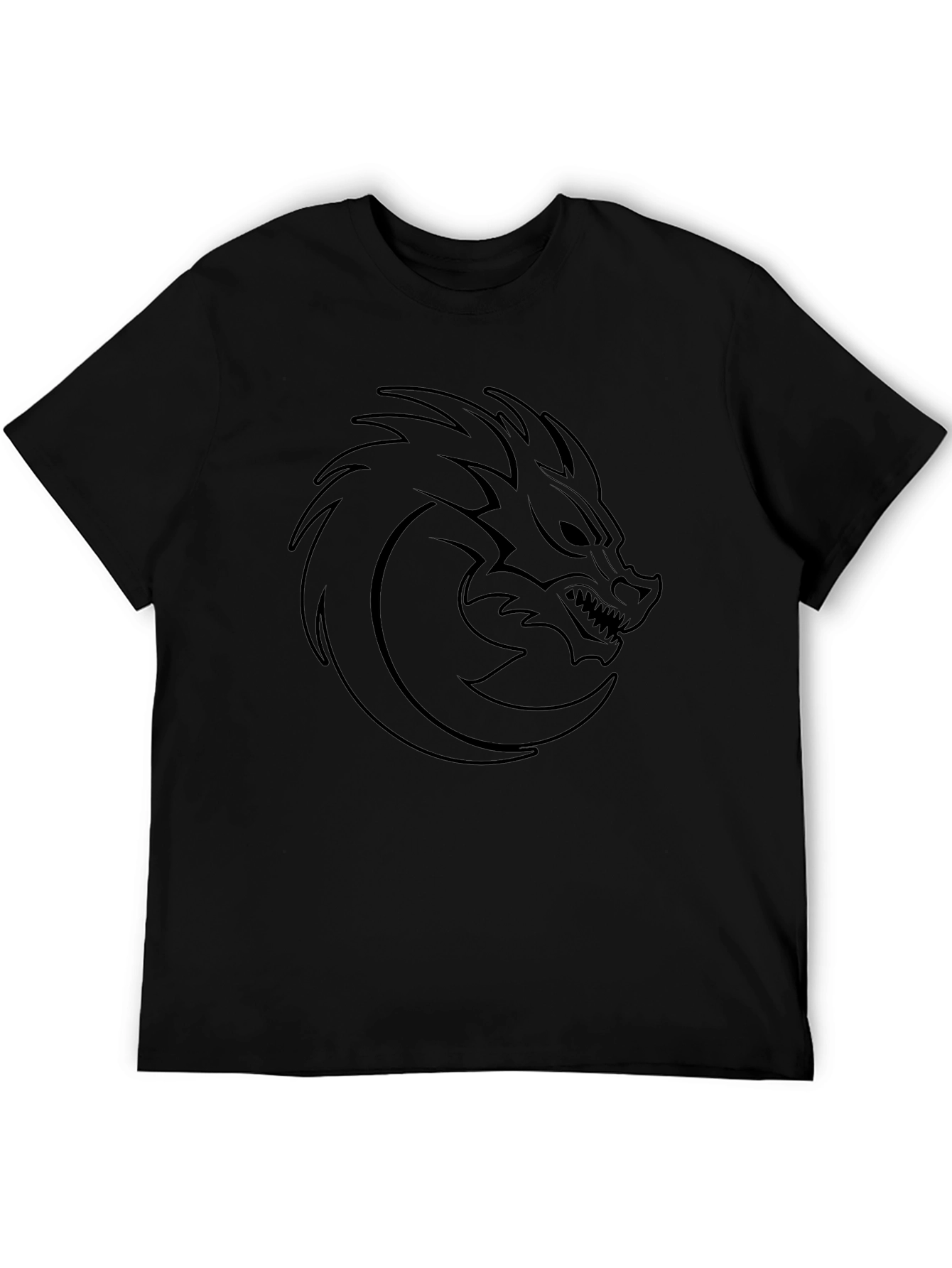 Mens Black T-Shirt with Dragon Head Graphic