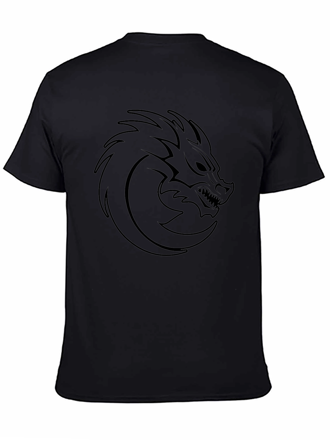 Mens Black T-Shirt with Dragon Head Graphic