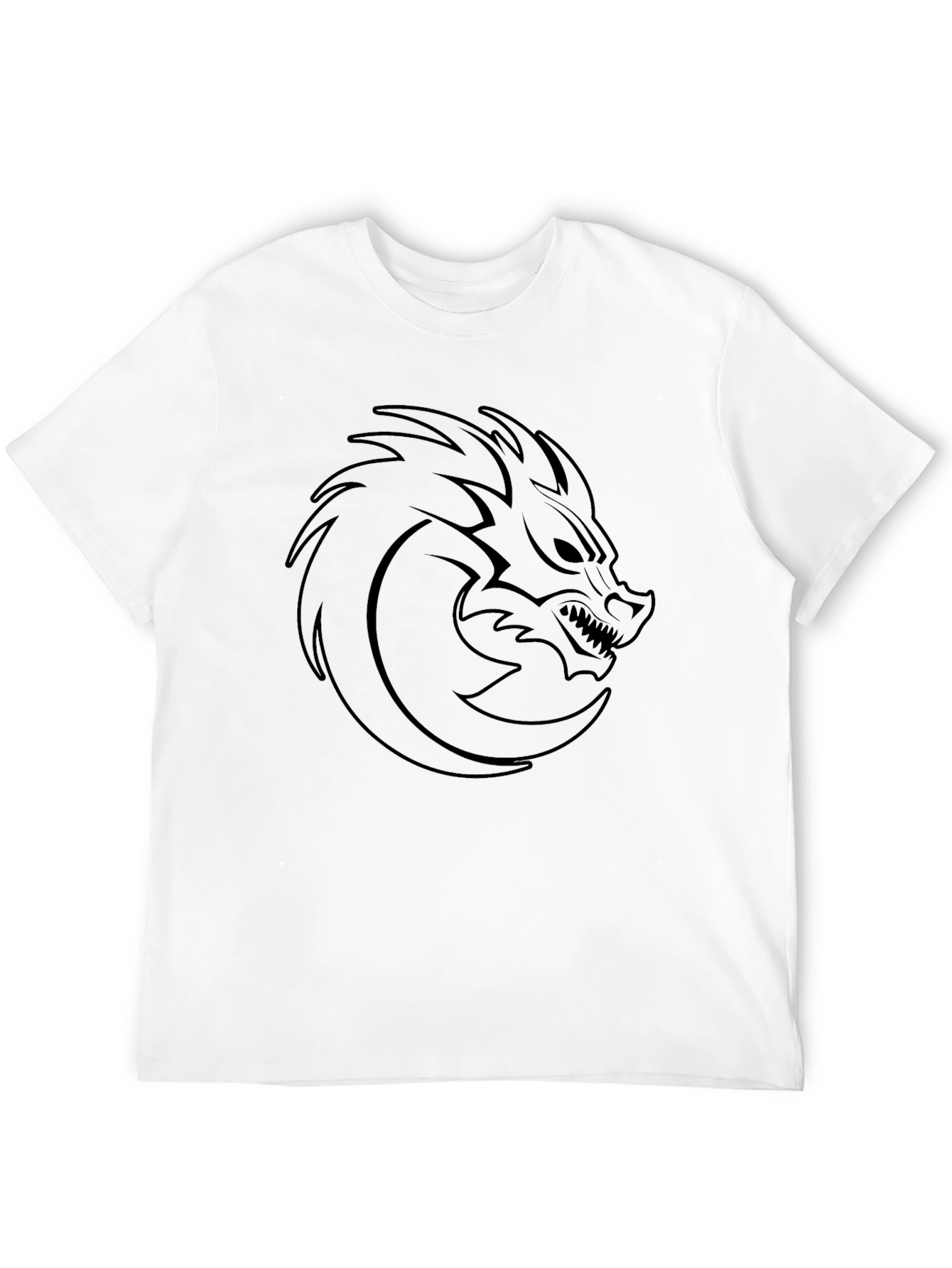 Mens Black T-Shirt with Dragon Head Graphic