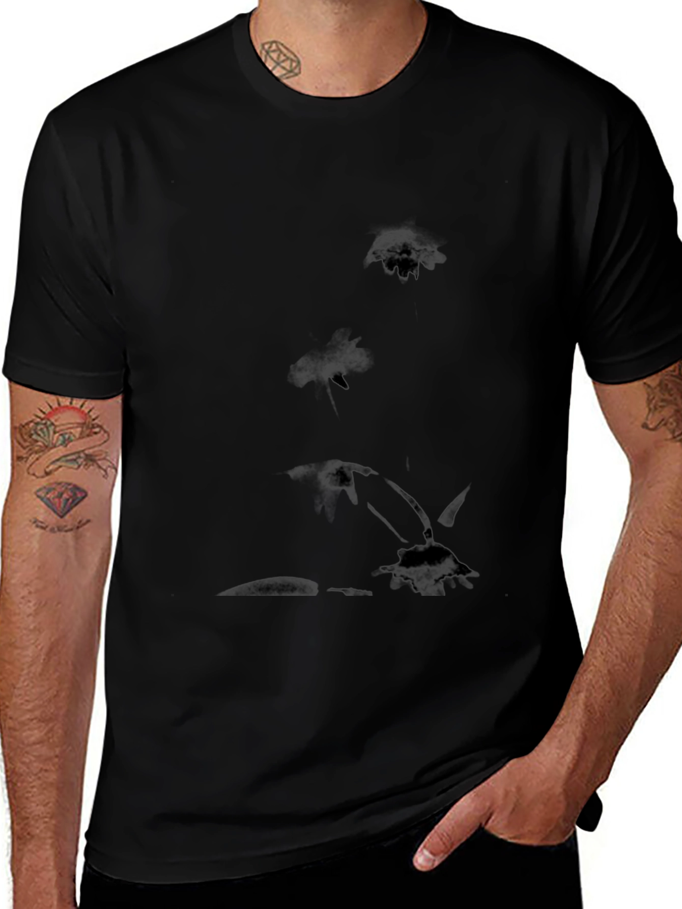 Mens Black Graphic Tee - Lotus Pond Design