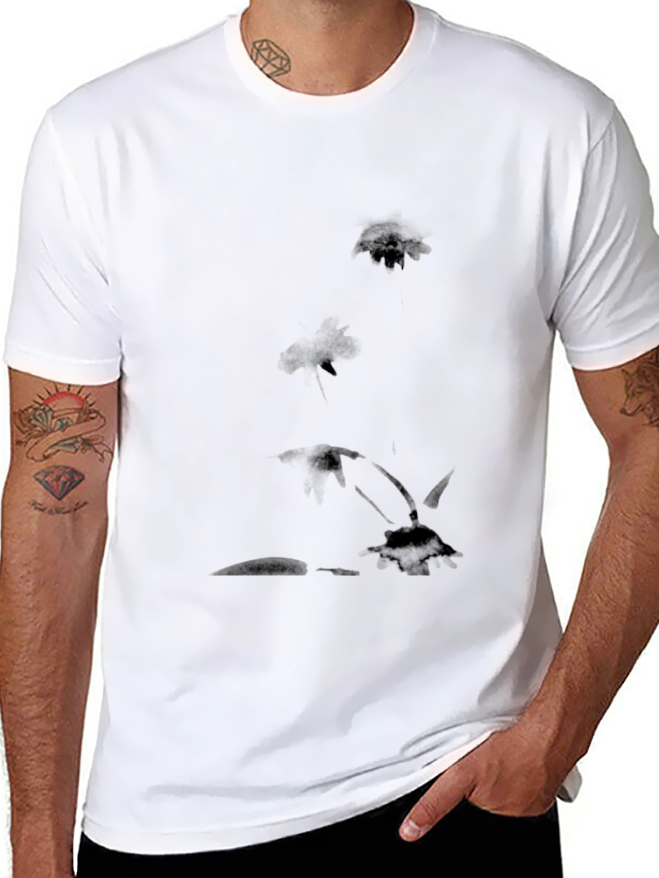 Mens Black Graphic Tee - Lotus Pond Design
