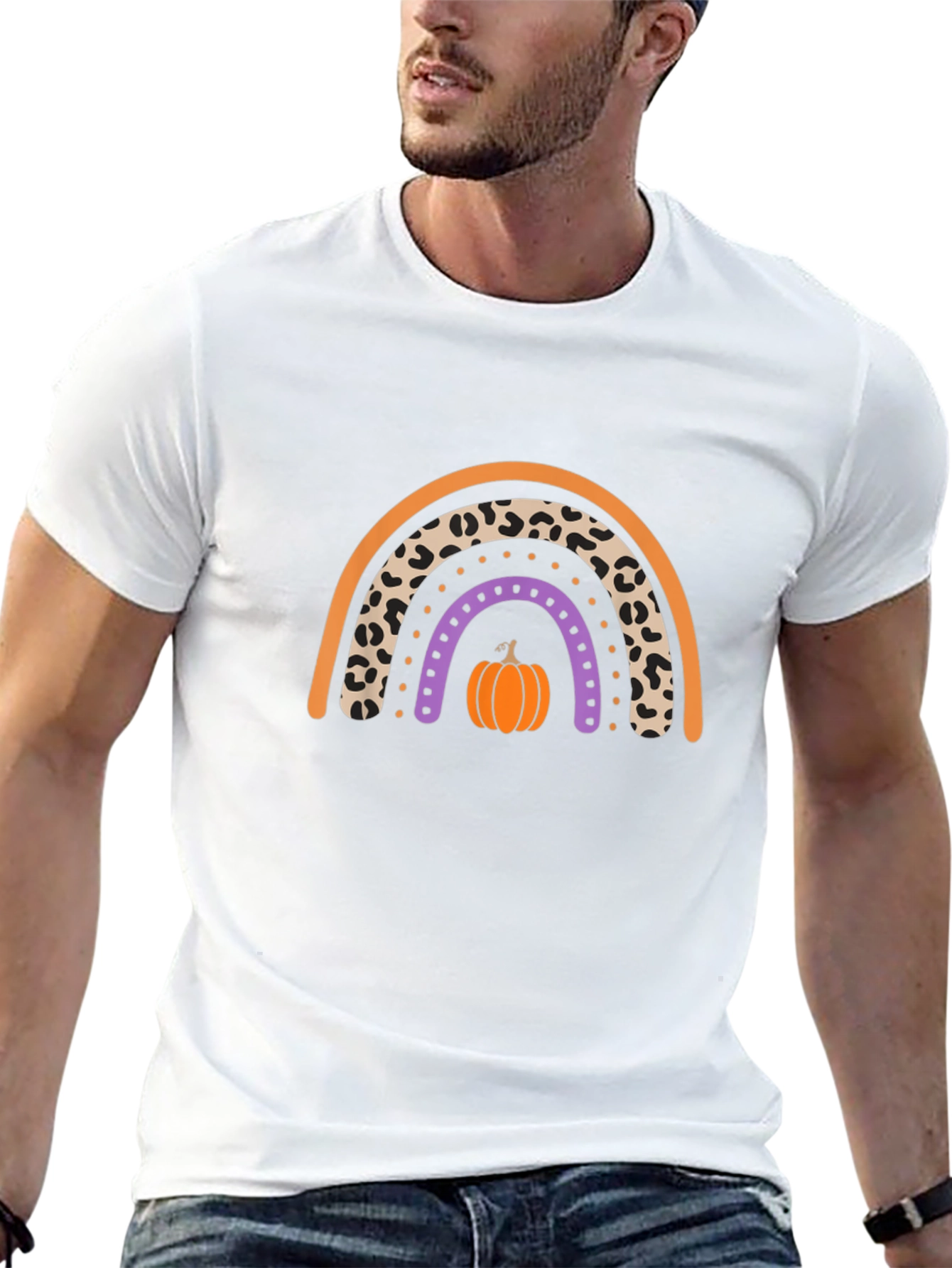 Fall Rainbow Leopard Pumpkin T-Shirt